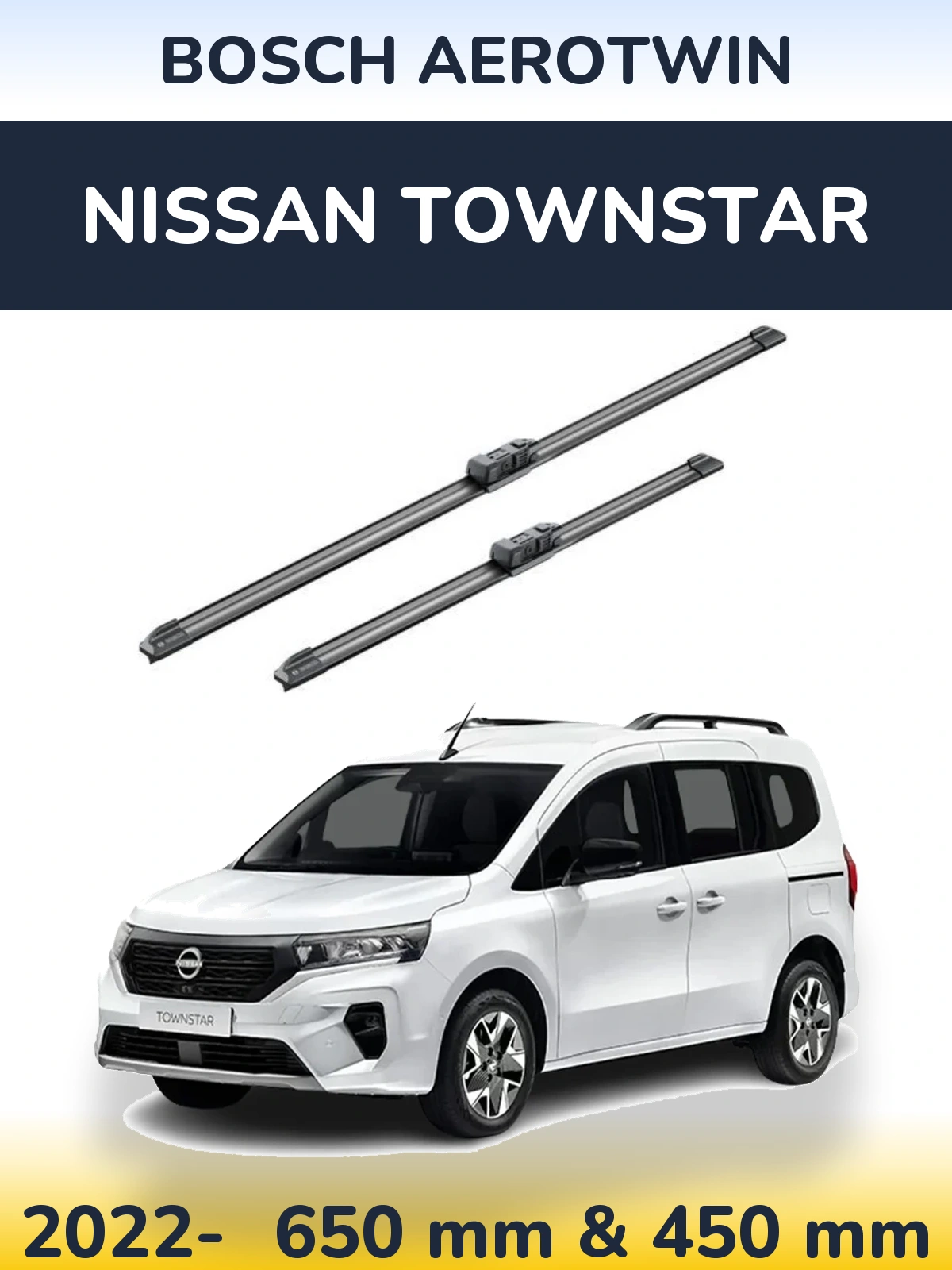 Komplet przednich wycieraczek BOSCH AeroTwin 650 & 450 mm do Nissan Townstar 2022-2026