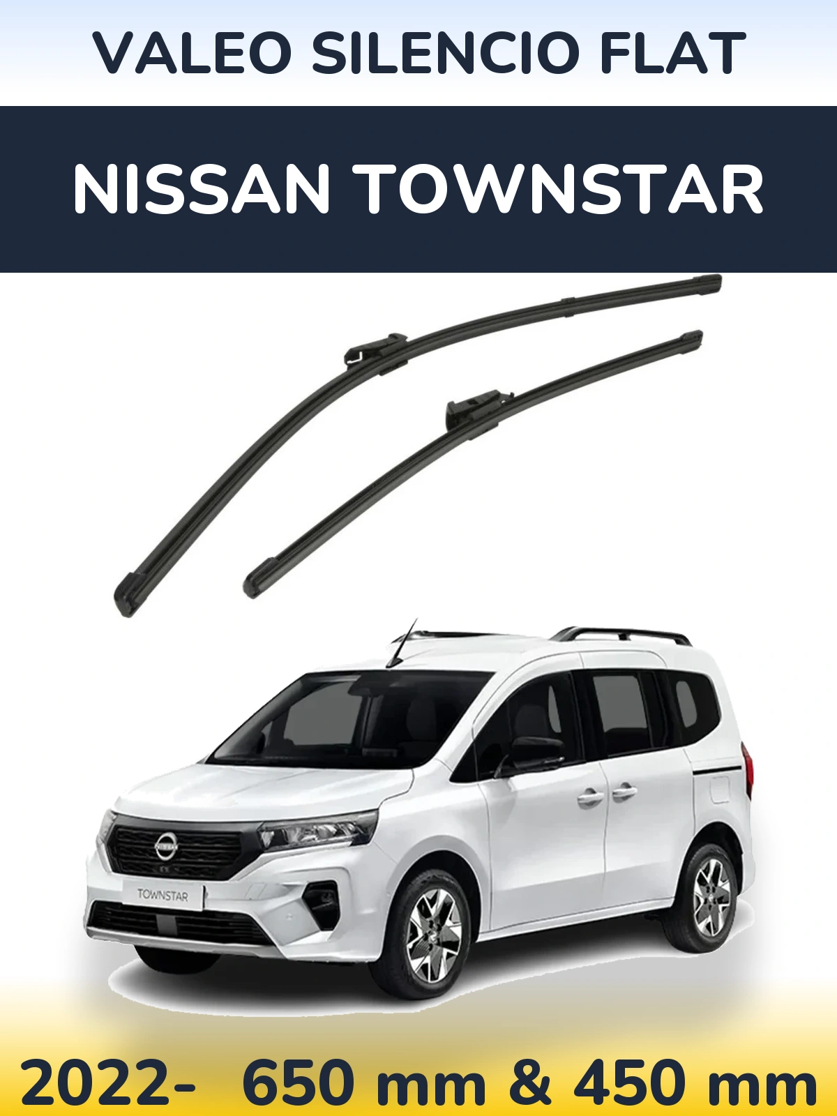 Front wiper blade set Valeo Silencio Flat 650 & 450 mm for Nissan Townstar 2022-2026