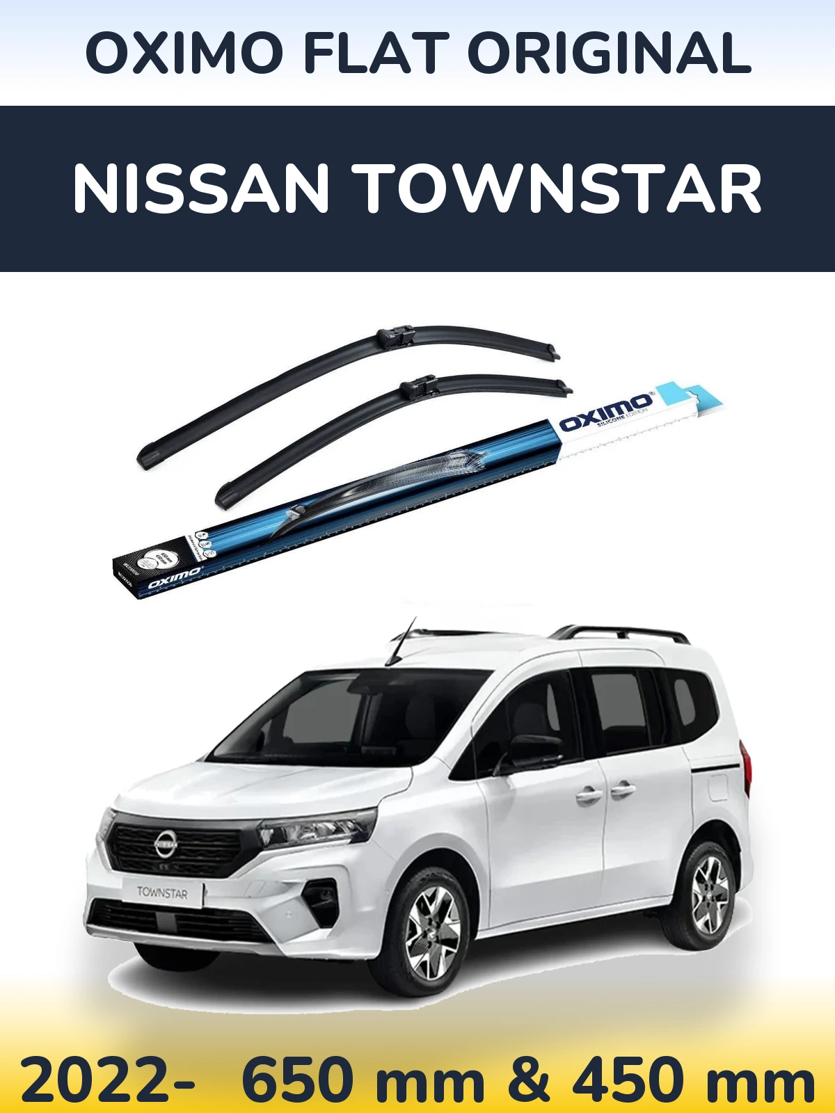 Комплект передніх щіток Oximo Flat Original 650 & 450 мм для Nissan Townstar 2022-2026