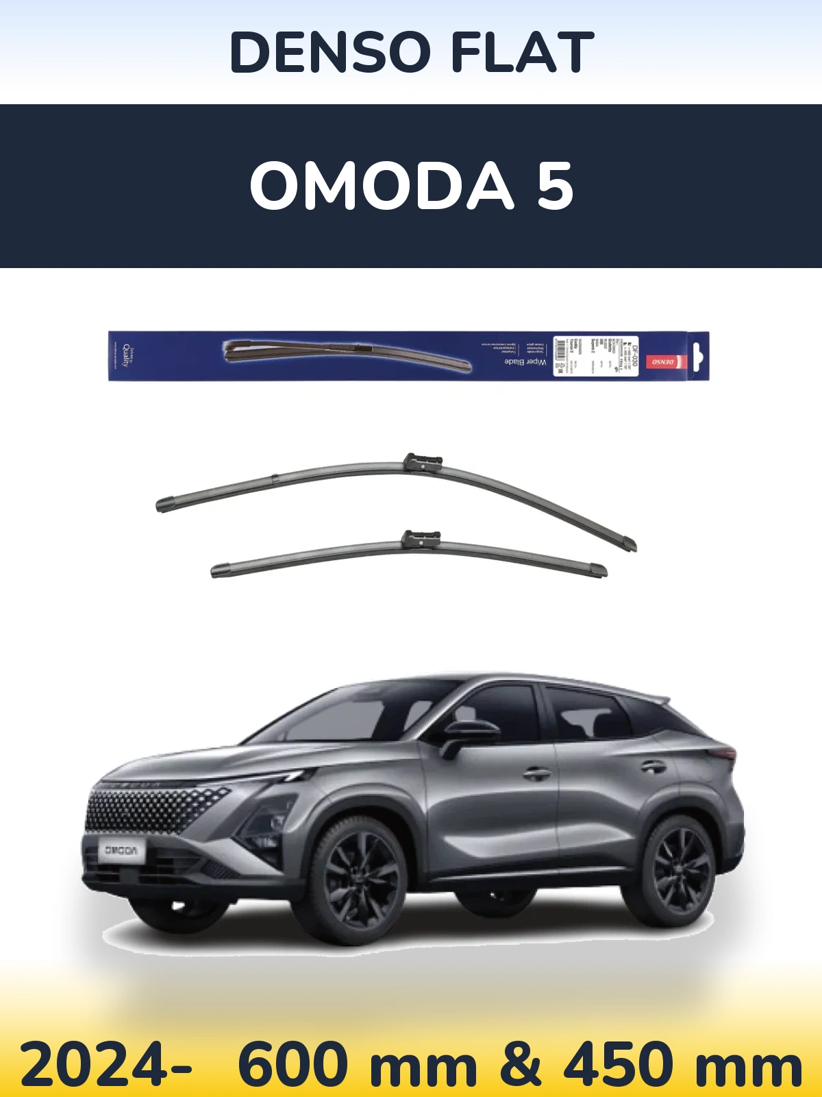 Front wiper blade set Denso Flat 600 & 450 mm for Omoda 5 2024-2026