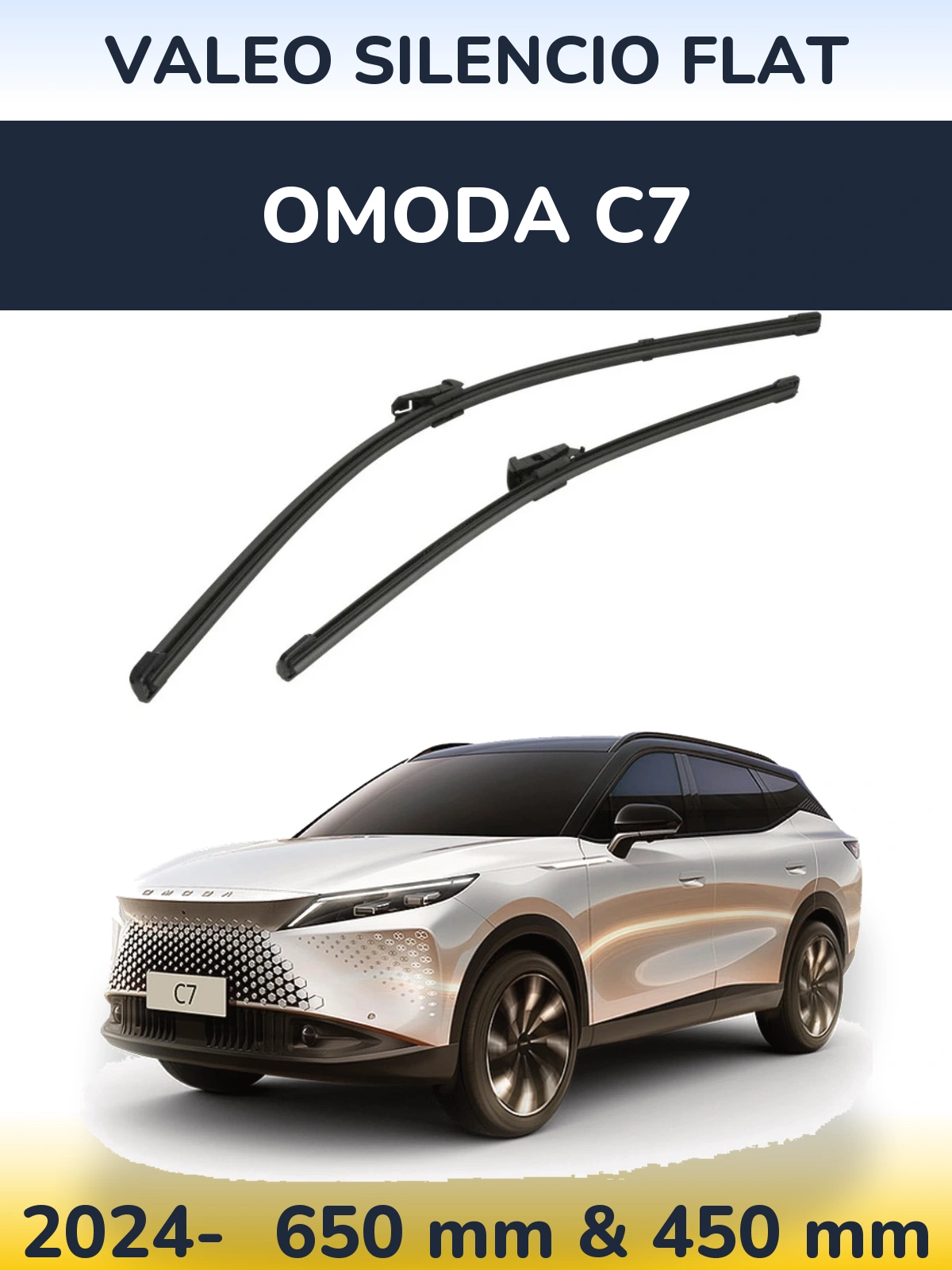 Komplet przednich wycieraczek Valeo Silencio Flat 650 & 450 mm do Omoda C7 2024-2026