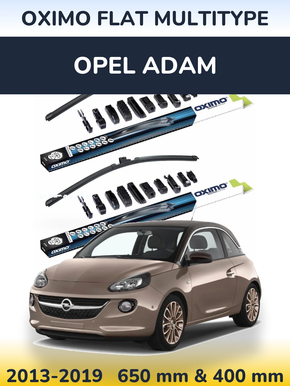 Front wiper blade set Oximo Flat MultiTypee 650 & 400 mm for Opel Adam 2013-2019