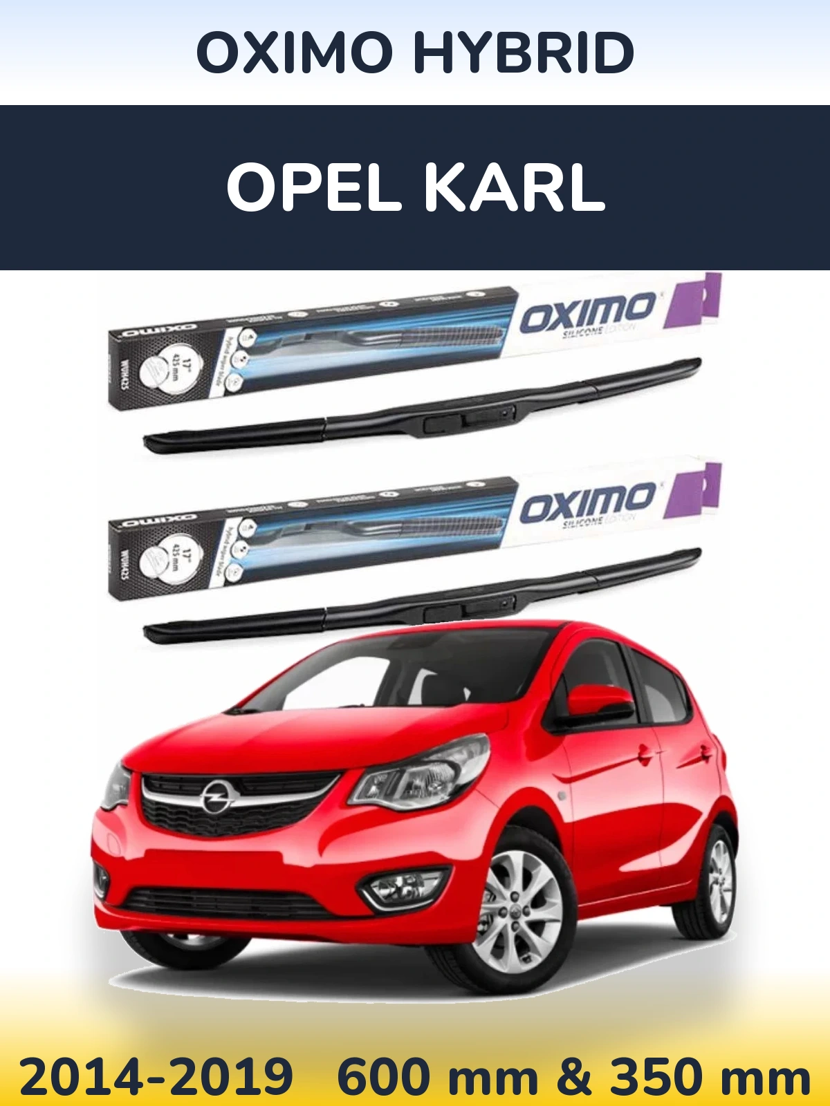 Комплект передних дворников Oximo Hybrid 600 & 350 мм для Opel Karl 2014-2019