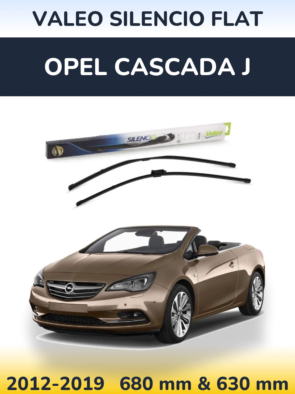 Komplet przednich wycieraczek Valeo Silencio Flat 650 & 650 mm do Opel Cascada J 2012-2019