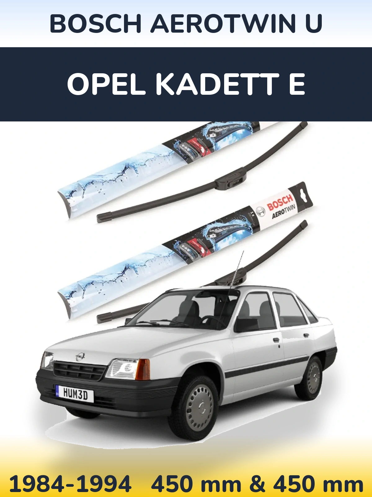 Komplet przednich wycieraczek BOSCH AeroTwin U 450 & 450 mm do Opel Kadett E 1984-1994