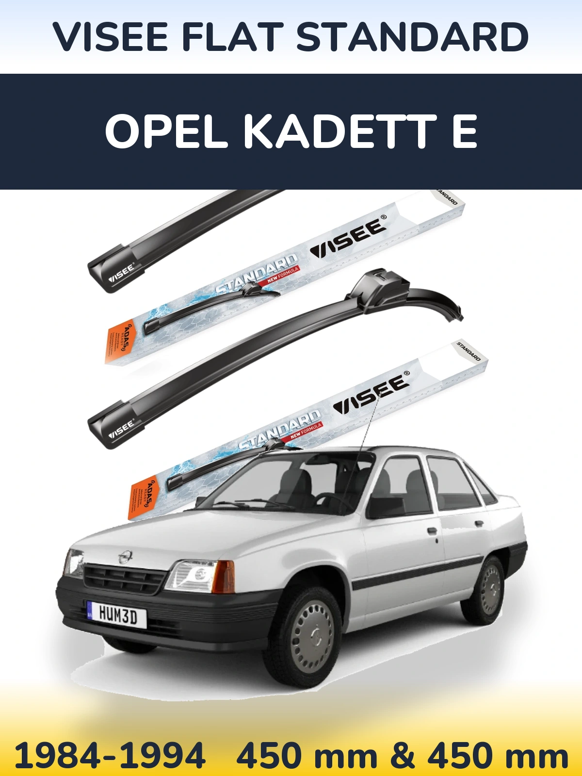 Комплект передних дворников VISEE FLAT STANDARD 450 & 450 мм для Opel Kadett E 1984-1994