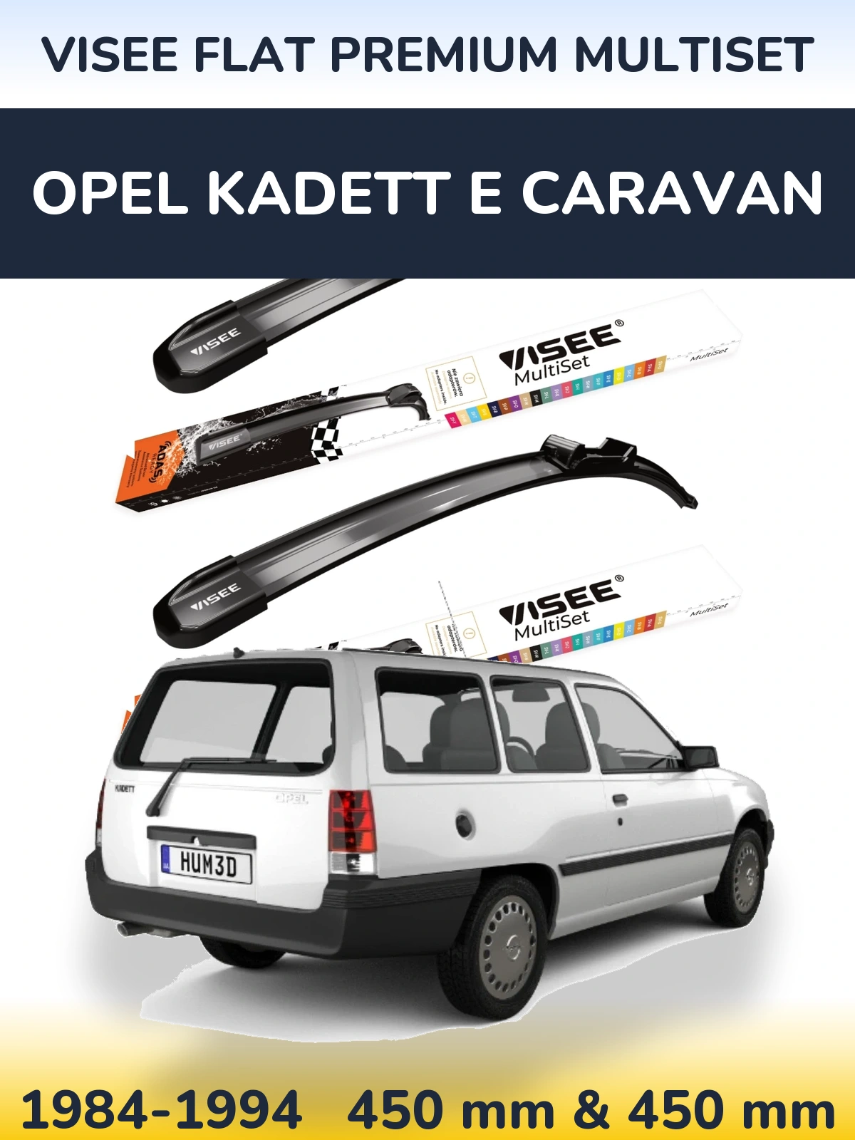 Комплект передніх щіток VISEE FLAT PREMIUM MultiSet 450 & 450 мм для Opel Kadett E Caravan 1984-1994