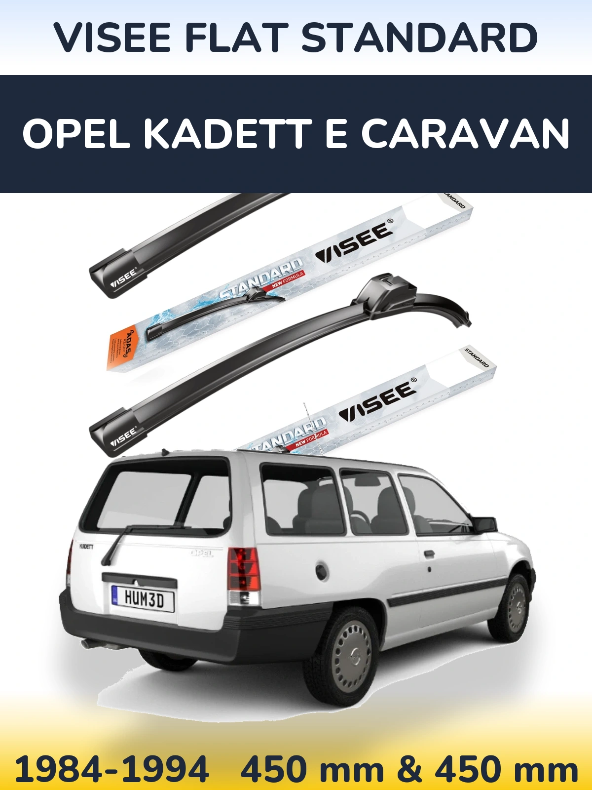 Комплект передних дворников VISEE FLAT STANDARD 450 & 450 мм для Opel Kadett E Caravan 1984-1994