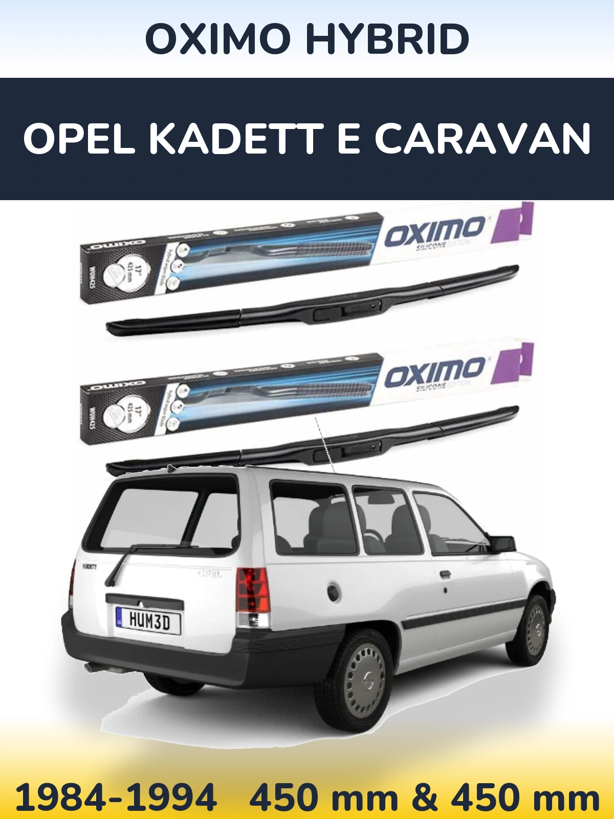 Комплект передніх щіток Oximo Hybrid 450 & 450 мм для Opel Kadett E Caravan 1984-1994