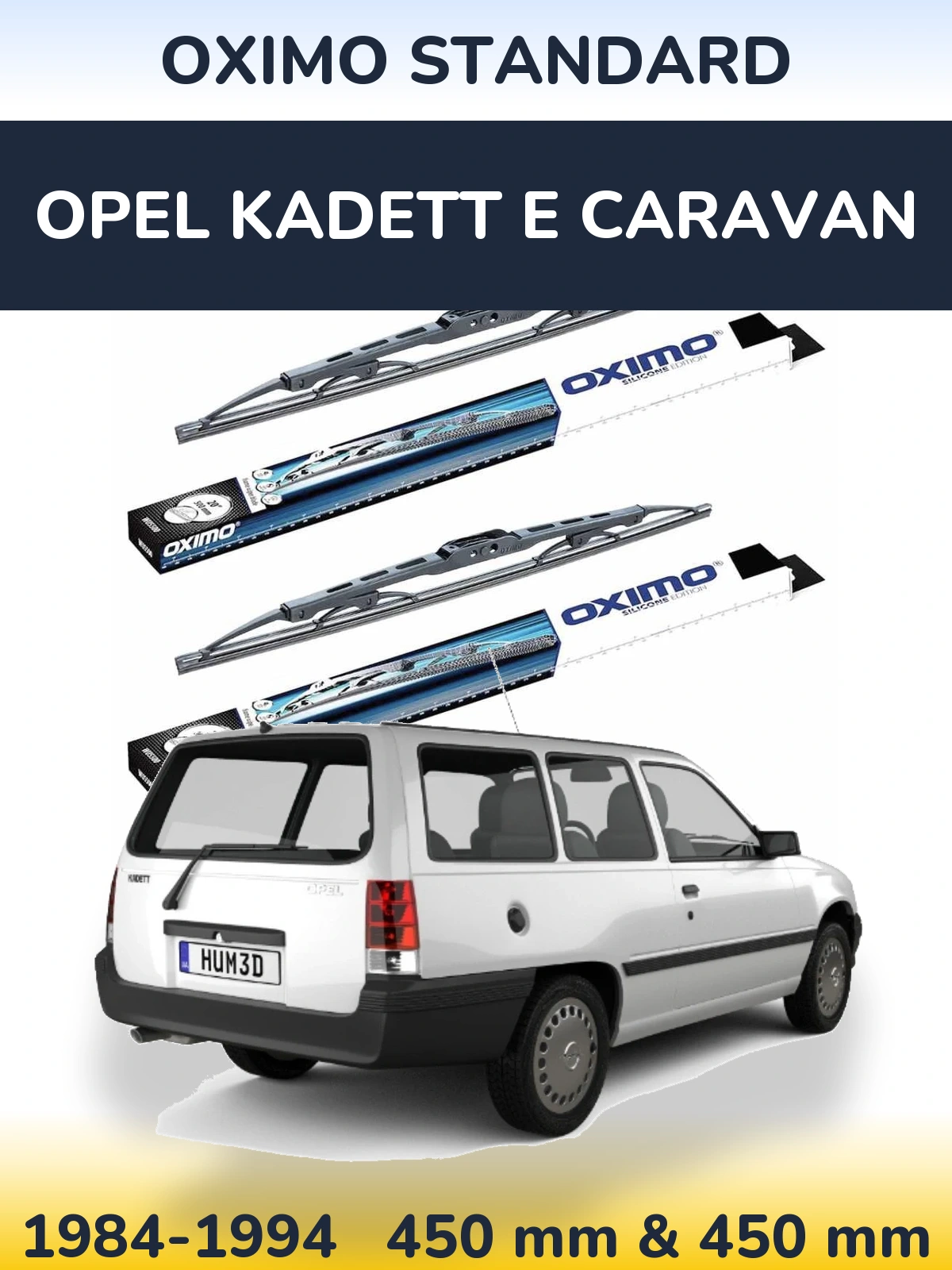 Front wiper blade set Oximo Standard 450 & 450 mm for Opel Kadett E Caravan 1984-1994