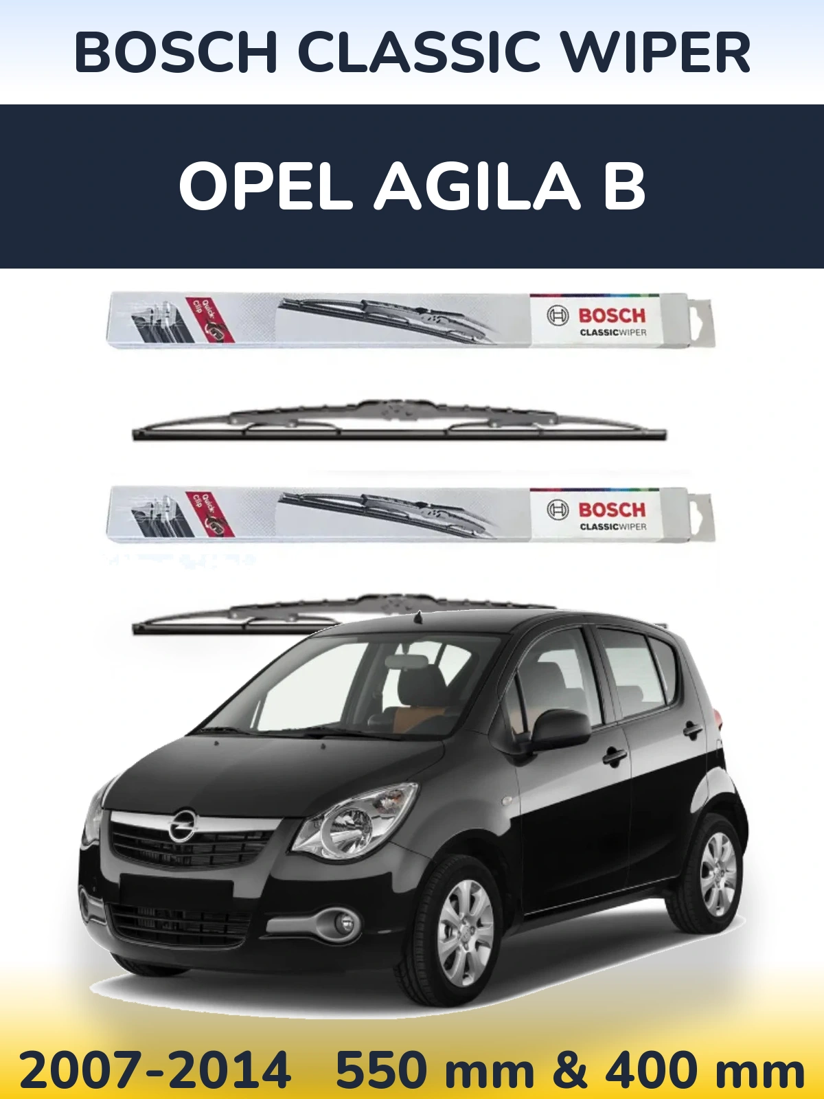 Комплект передних дворников BOSCH Classic Wiper 550 & 400 мм для Opel Agila B 2007-2014