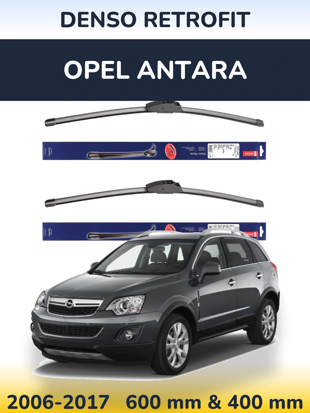 Комплект передних дворников Denso Retrofit 600 & 400 мм для Opel Antara 2006-2017