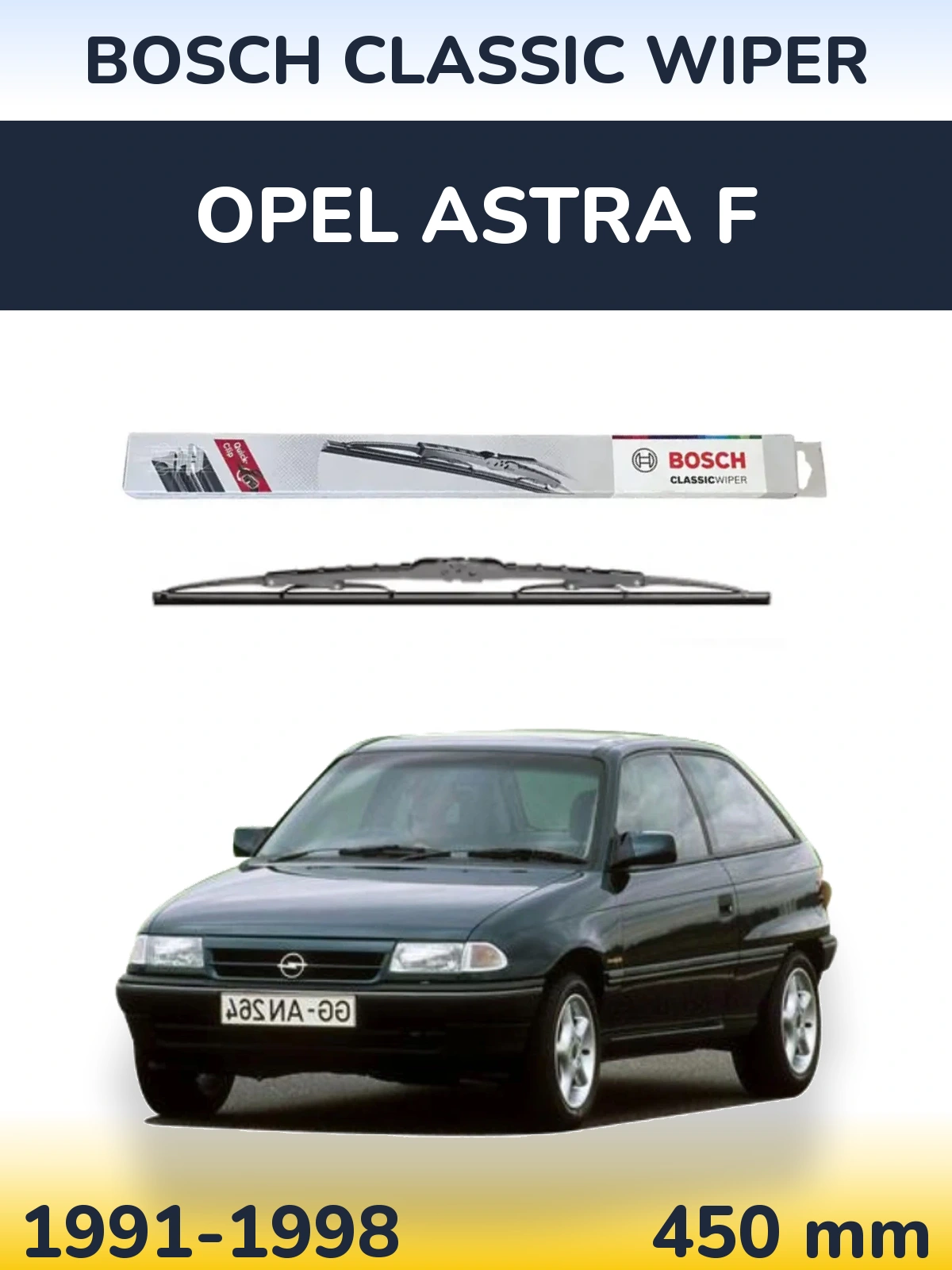 Rear wiper blade BOSCH Classic Wiper 450 mm for Opel Astra F 1991-1998