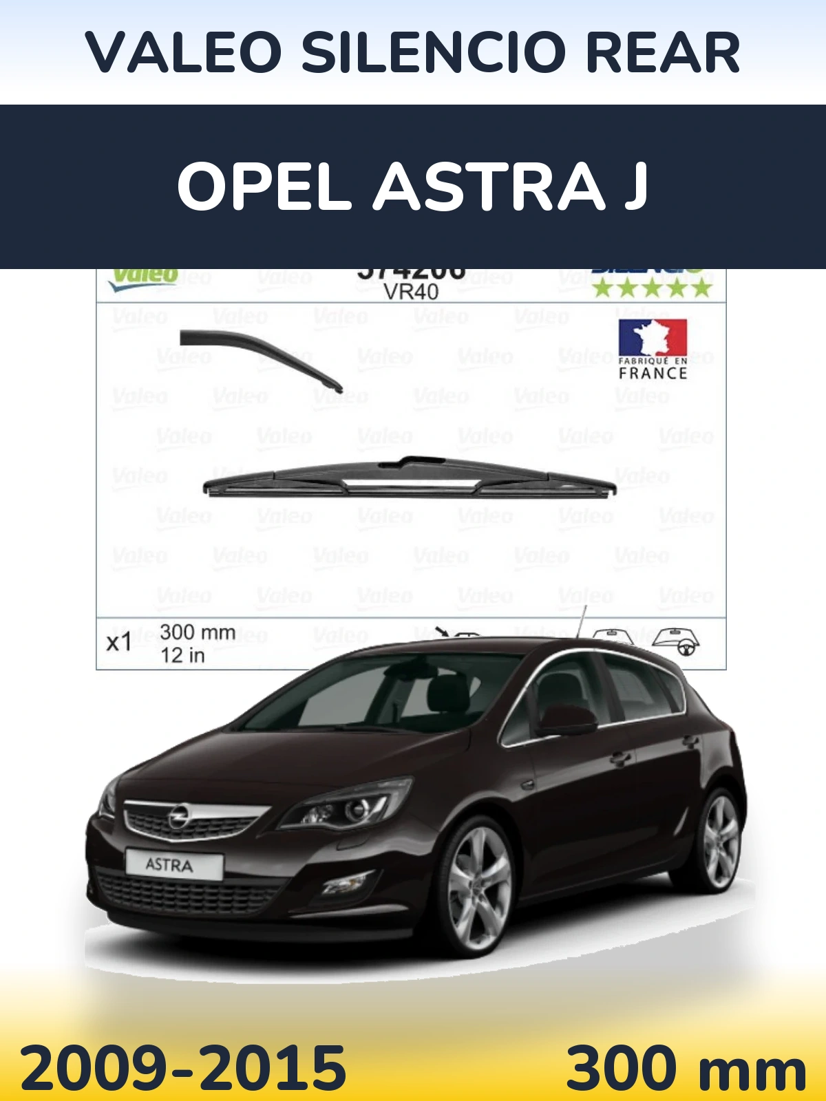 Rear wiper blade Valeo Silencio Rear 300 mm for Opel Astra J 2009-2015