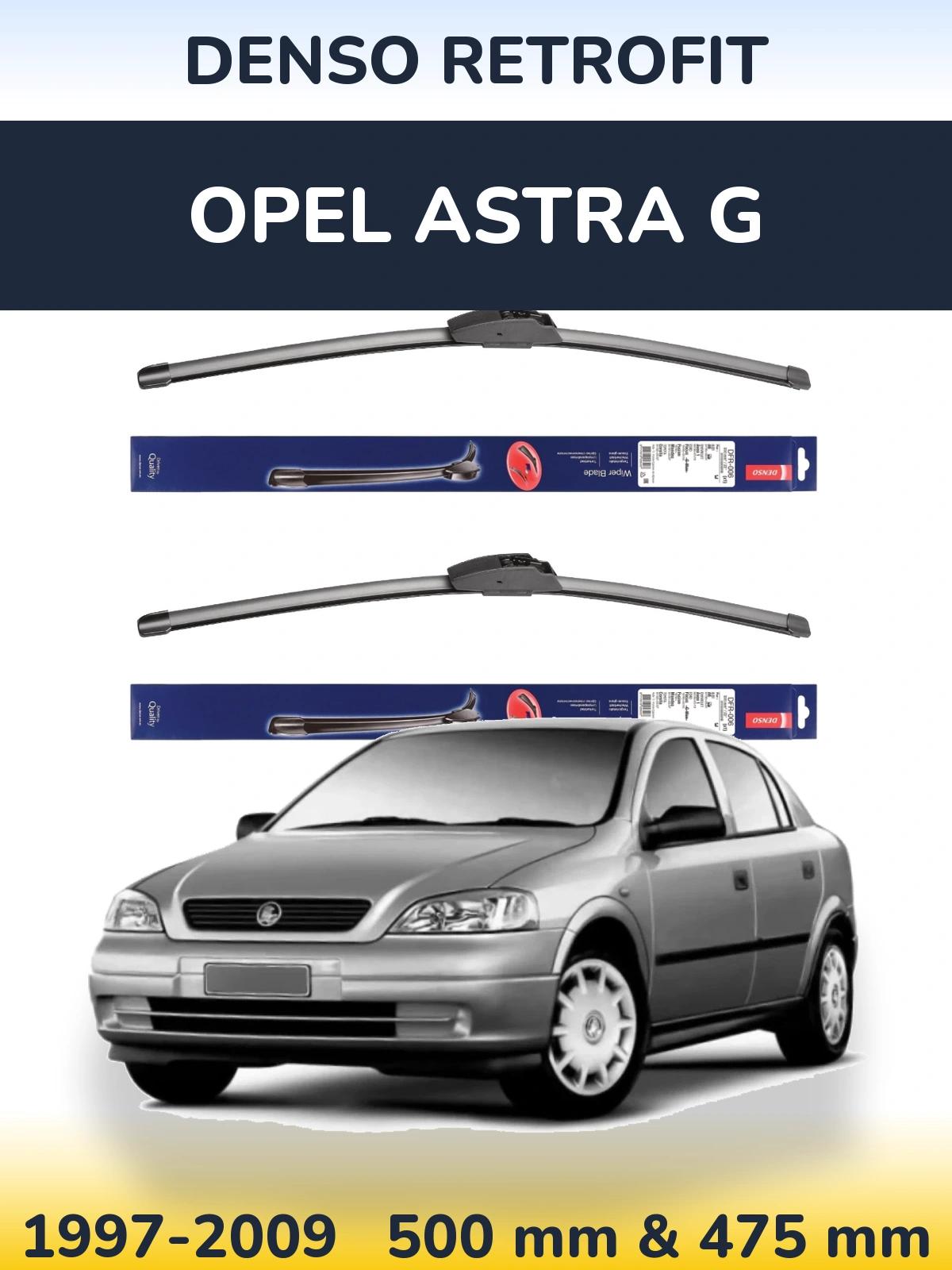 Комплект передних дворников Denso Retrofit 500 & 475 мм для Opel Astra G 1997-2009