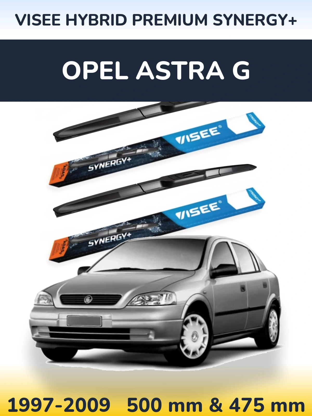Комплект передніх щіток VISEE HYBRID PREMIUM SYNERGY+ 500 & 475 мм для Opel Astra G 1997-2009