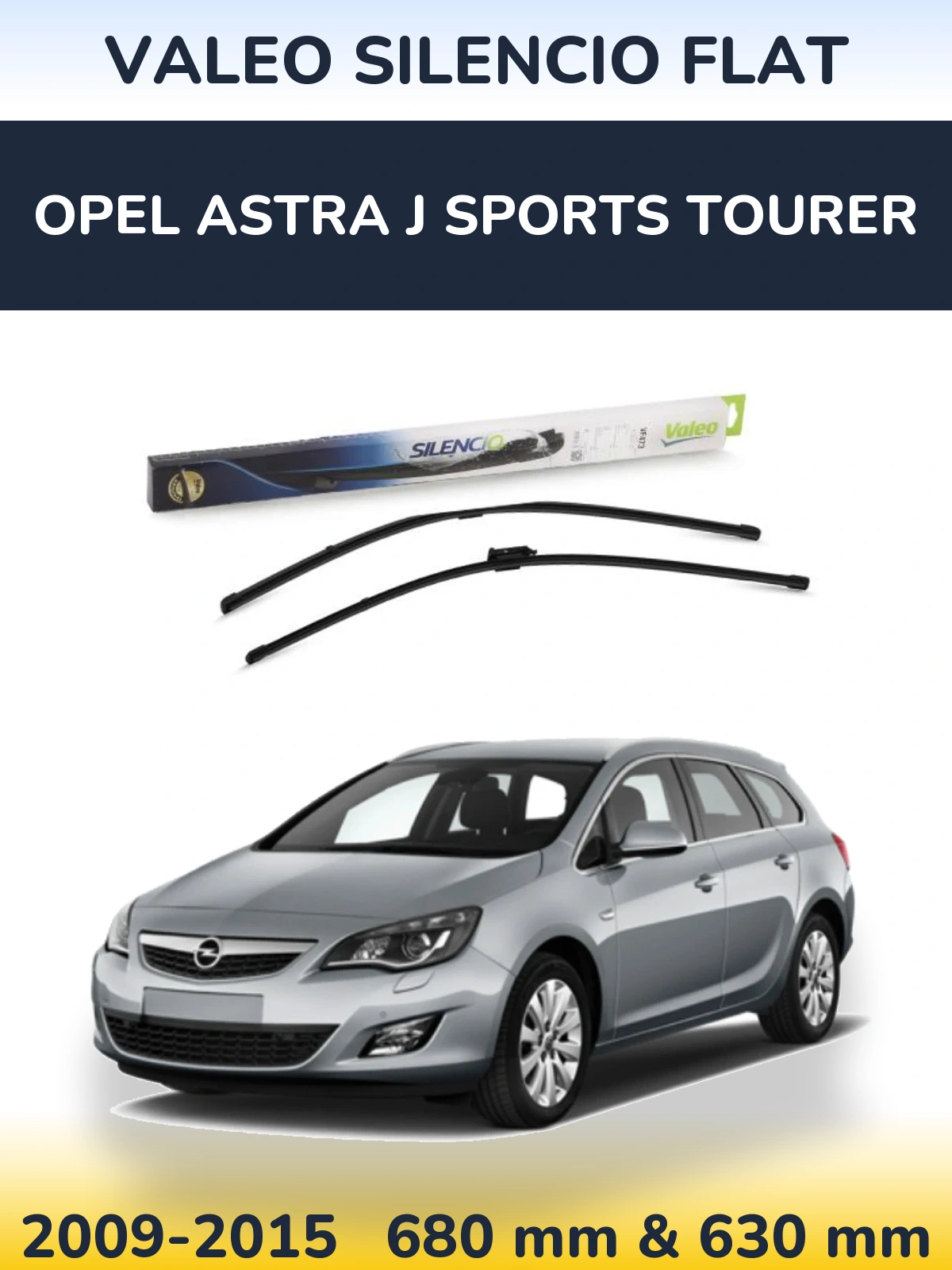 Komplet przednich wycieraczek Valeo Silencio Flat 650 & 650 mm do Opel Astra J Sports Tourer 2009-2015