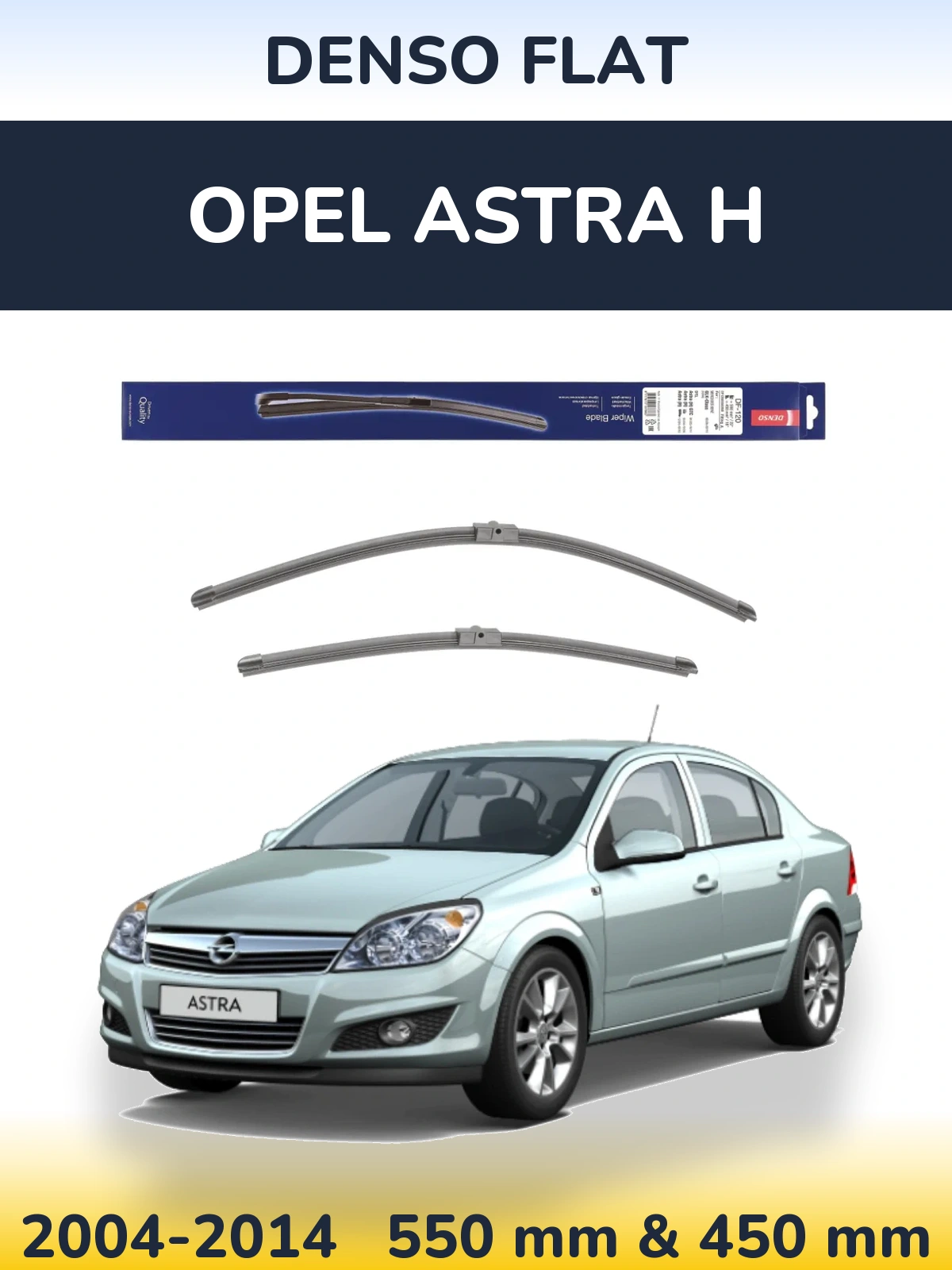 Front wiper blade set Denso Flat 550 & 450 mm for Opel Astra H 2004-2014
