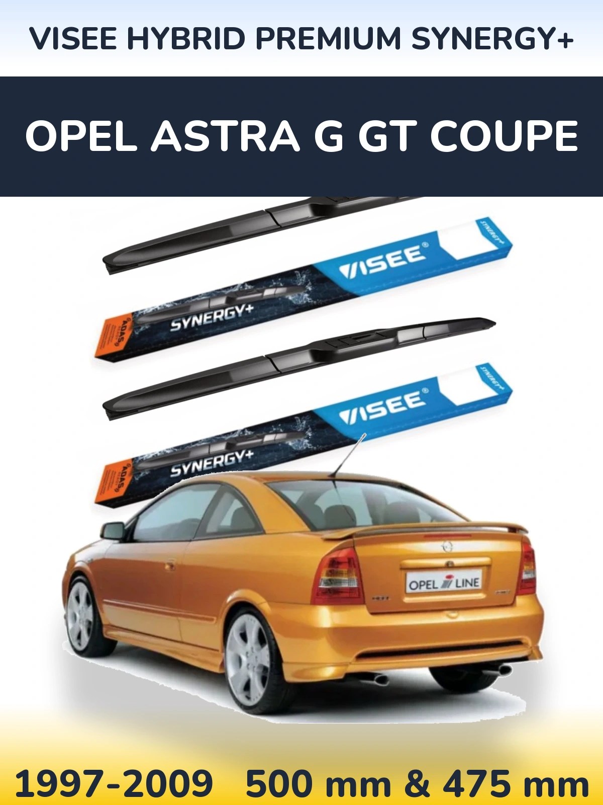 Komplet przednich wycieraczek VISEE HYBRID PREMIUM SYNERGY+ 500 & 475 mm do Opel Astra G GT coupe 1997-2009