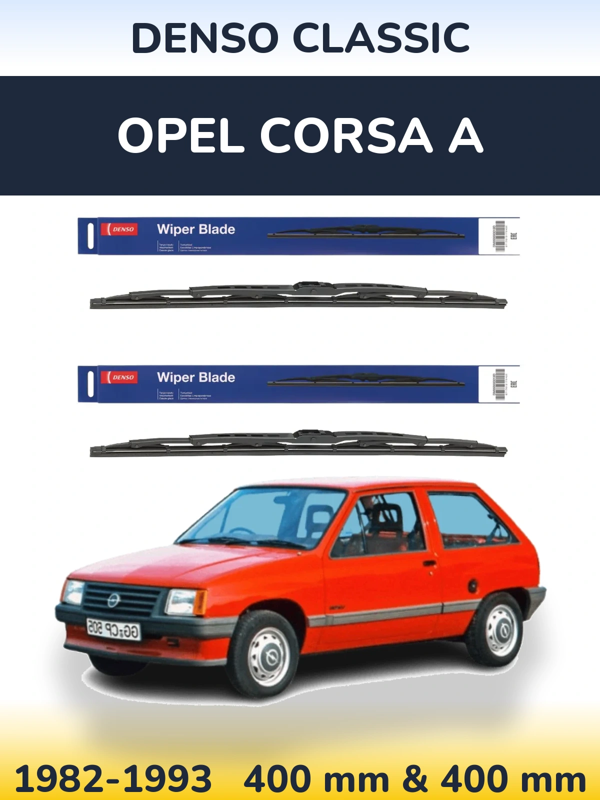 Комплект передних дворников Denso Classic 400 & 400 мм для Opel Corsa A 1982-1993
