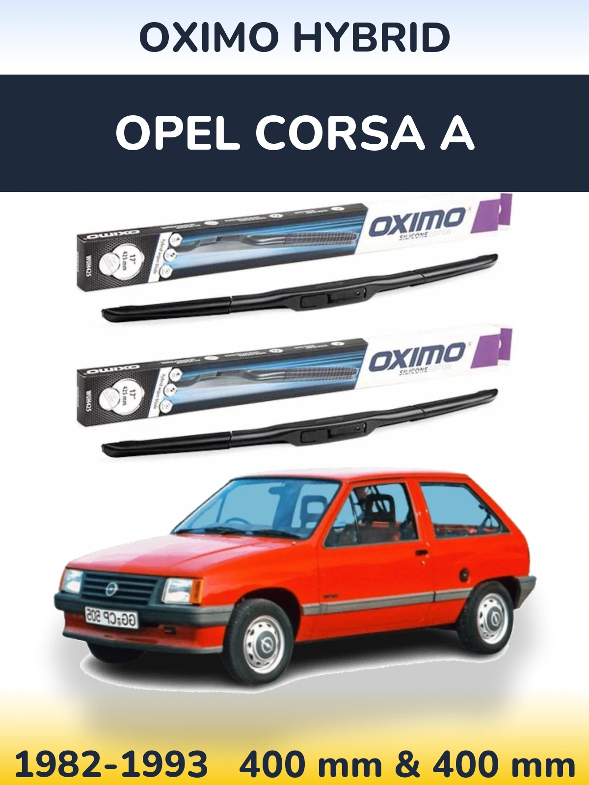 Комплект передних дворников Oximo Hybrid 400 & 400 мм для Opel Corsa A 1982-1993