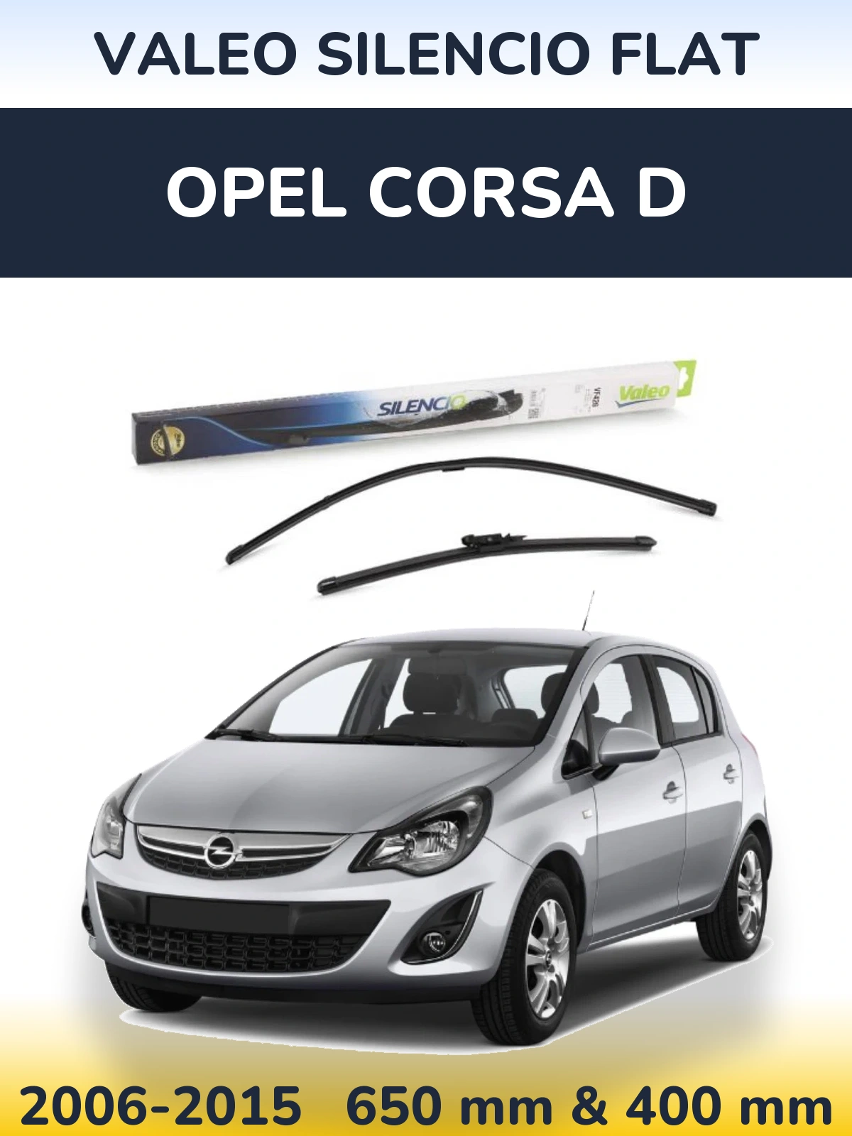 Комплект передних дворников Valeo Silencio Flat 650 & 400 мм для Opel Corsa D 2006-2015
