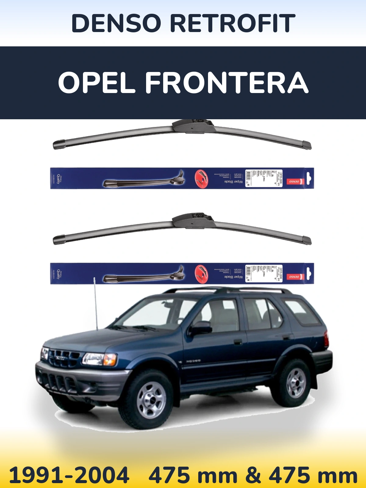Комплект передних дворников Denso Retrofit 475 & 475 мм для Opel Frontera 1991-2004