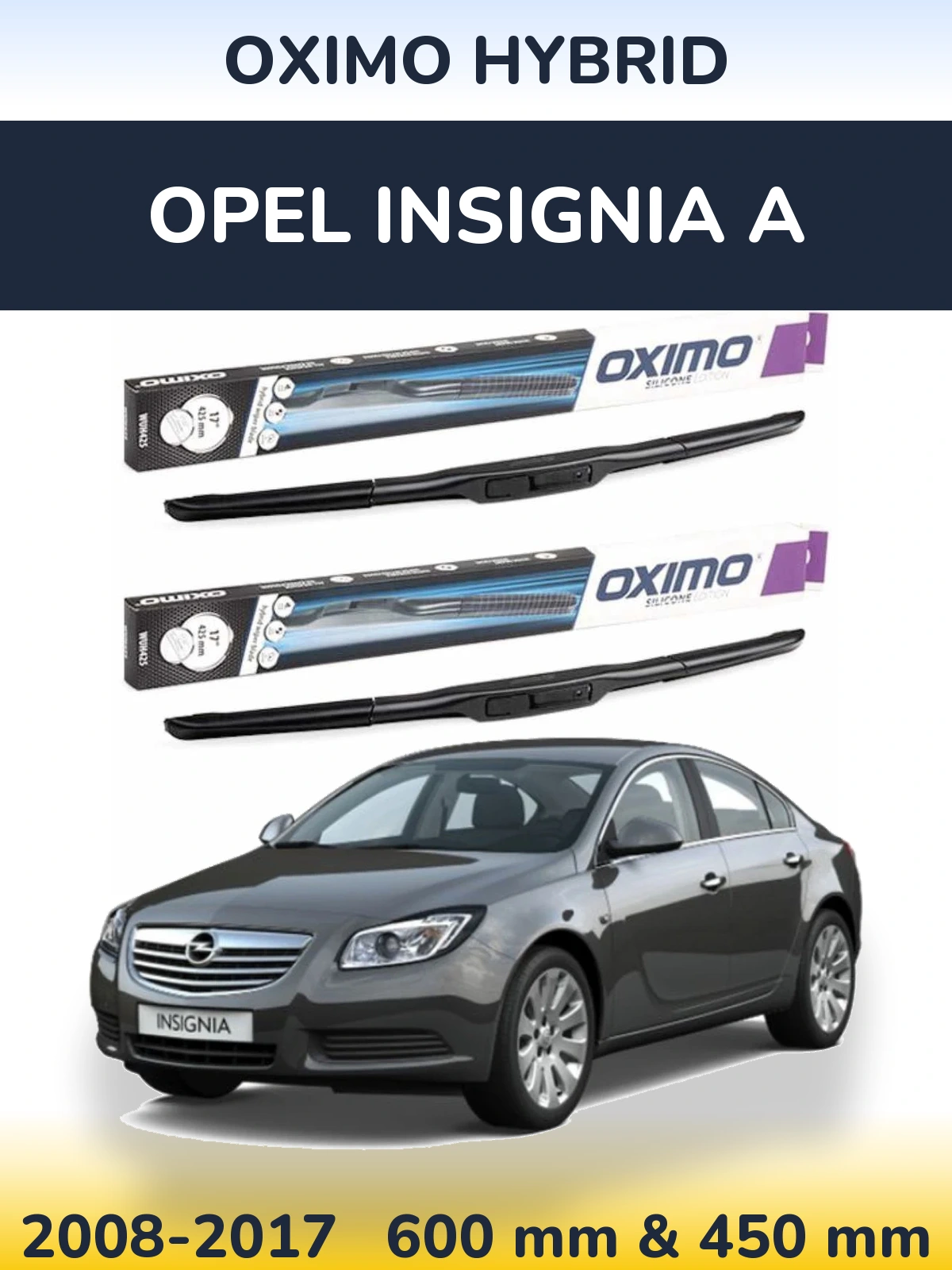 Комплект передних дворников Oximo Hybrid 600 & 450 мм для Opel Insignia A 2008-2017