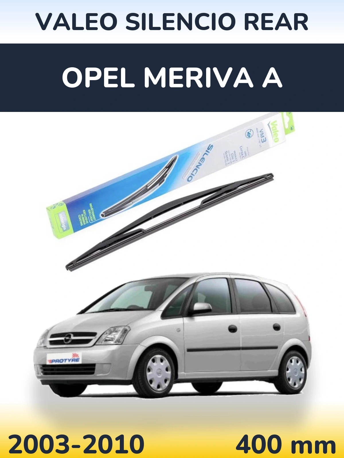 Rear wiper blade Valeo Silencio Rear 400 mm for Opel Meriva A 2003-2010