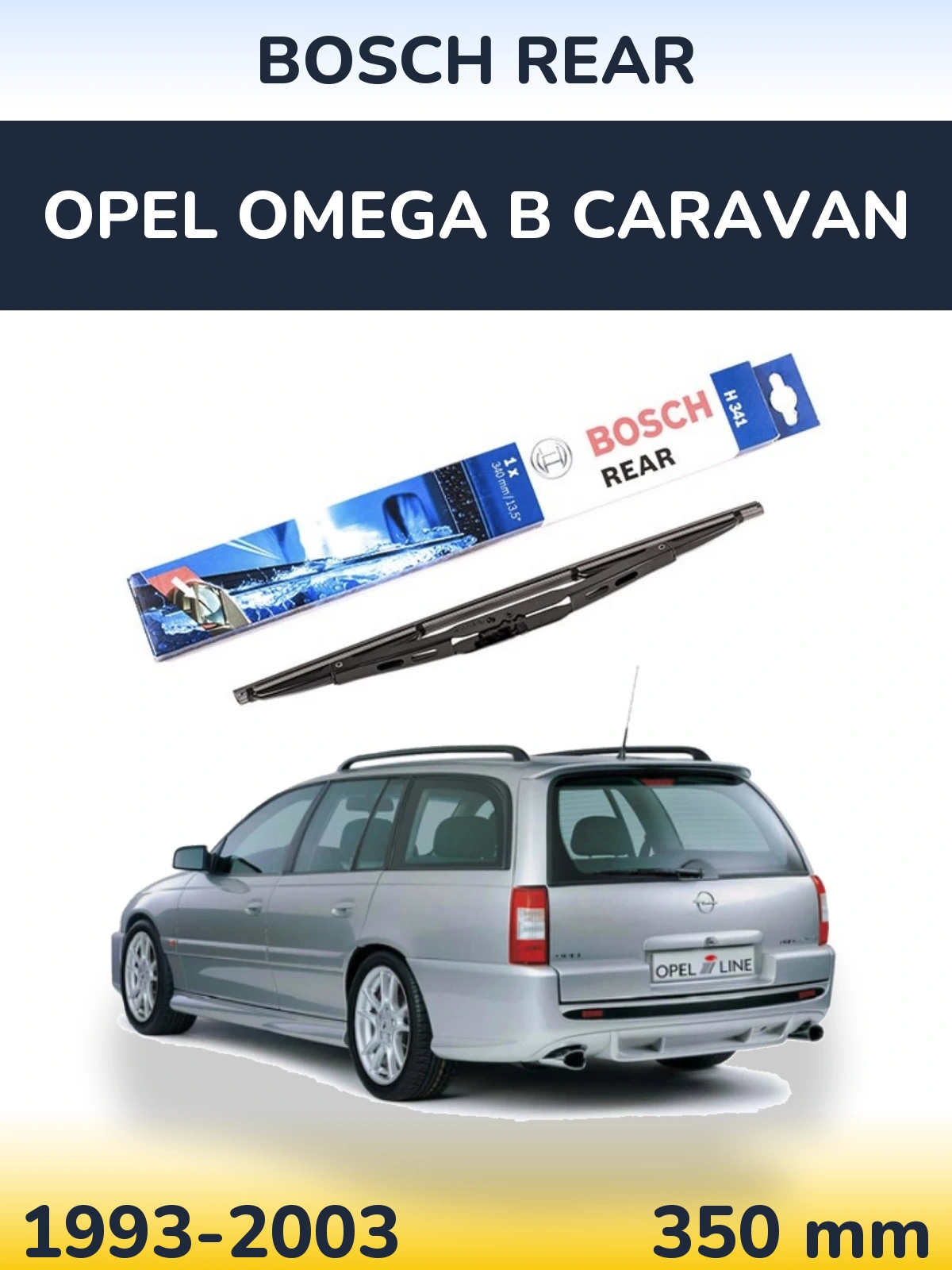 Rear wiper blade BOSCH Rear 340 mm for Opel Omega B Caravan 1993-2003