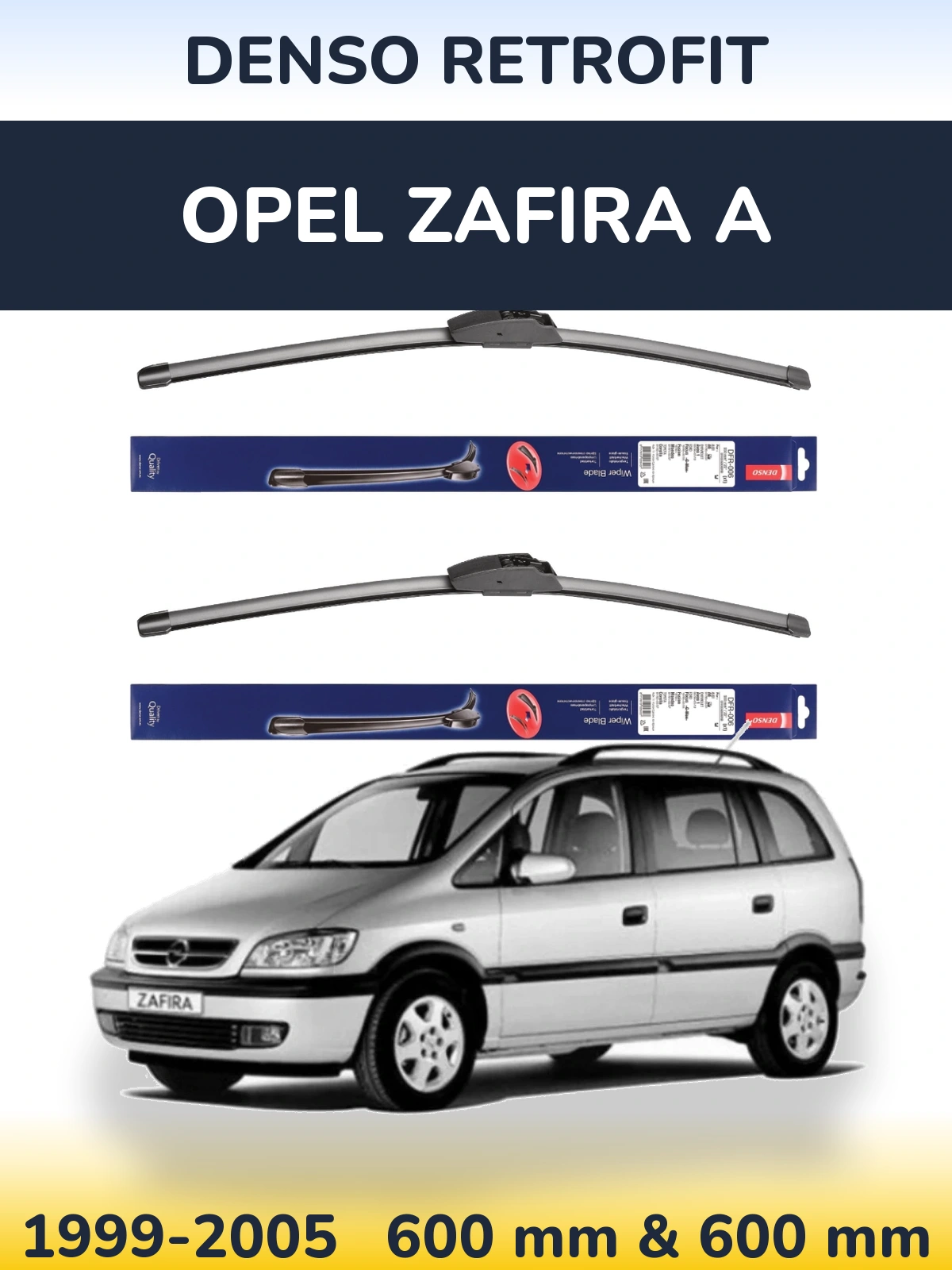 Комплект передних дворников Denso Retrofit 600 & 600 мм для Opel Zafira A 1999-2005