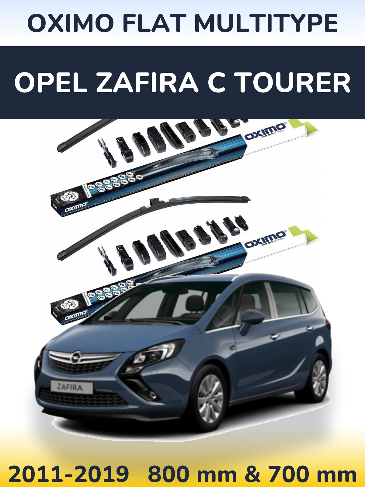 Комплект передних дворников Oximo Flat MultiТипe 800 & 700 мм для Opel Zafira C Tourer 2011-2019