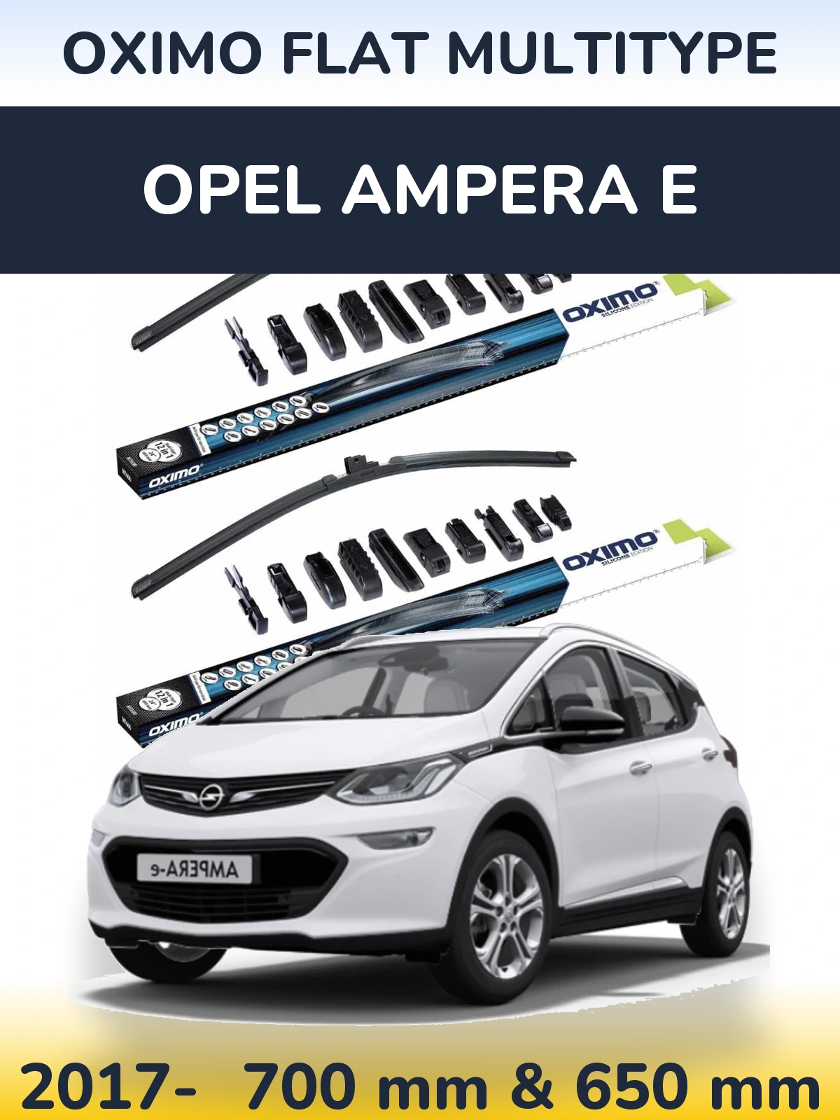 Комплект передних дворников Oximo Flat MultiТипe 700 & 650 мм для Opel Ampera E 2017-2026