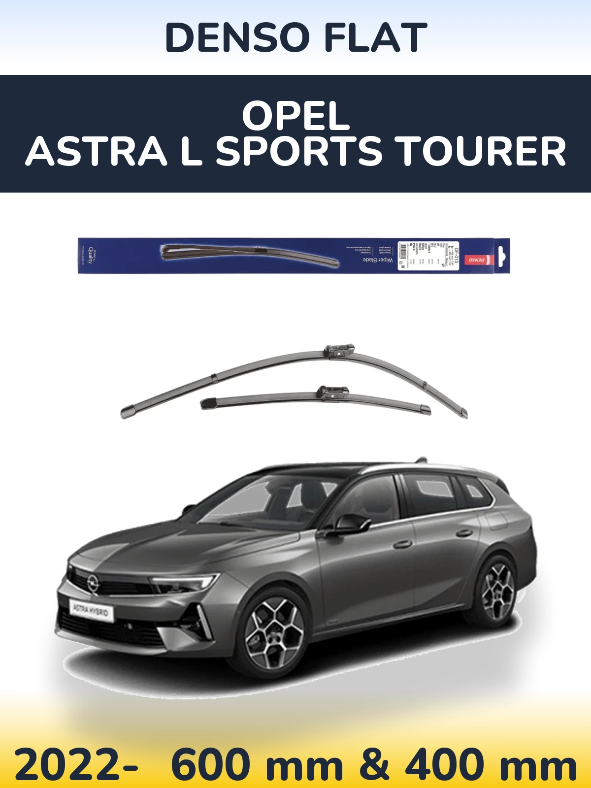 Front wiper blade set Denso Flat 600 & 380 mm for Opel Astra L Sports Tourer 2022-2026