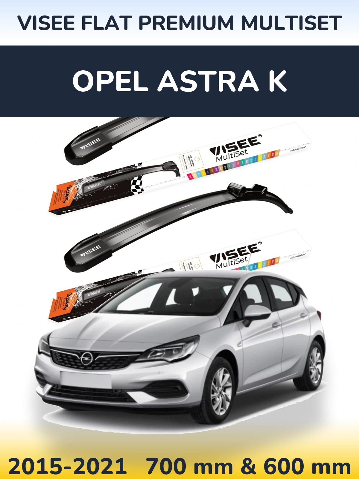 Комплект передних дворников VISEE FLAT PREMIUM MultiSet 700 & 600 мм для Opel Astra K 2015-2021