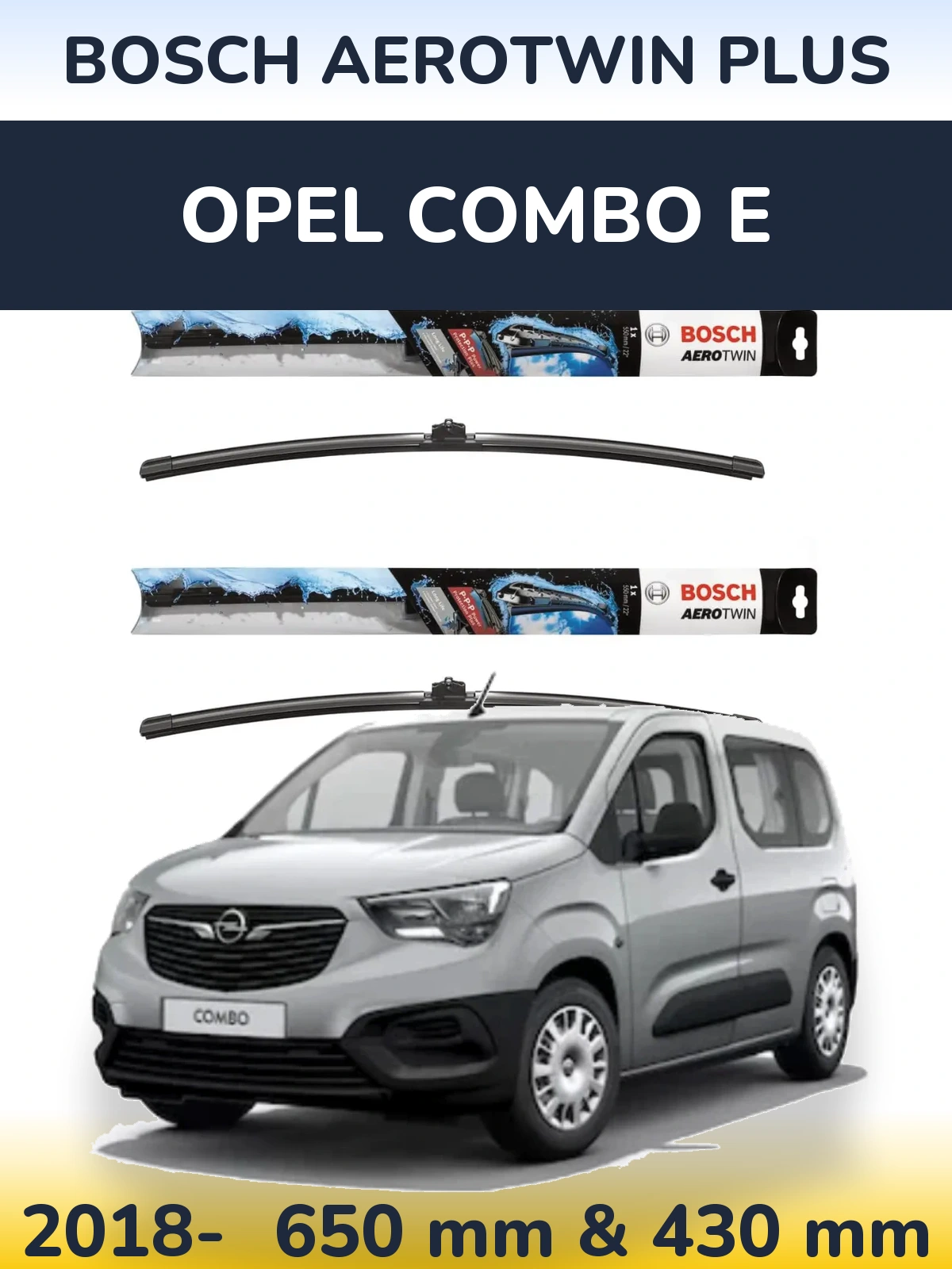 Komplet przednich wycieraczek BOSCH AeroTwin Plus 650 & 430 mm do Opel Combo E 2018-2026