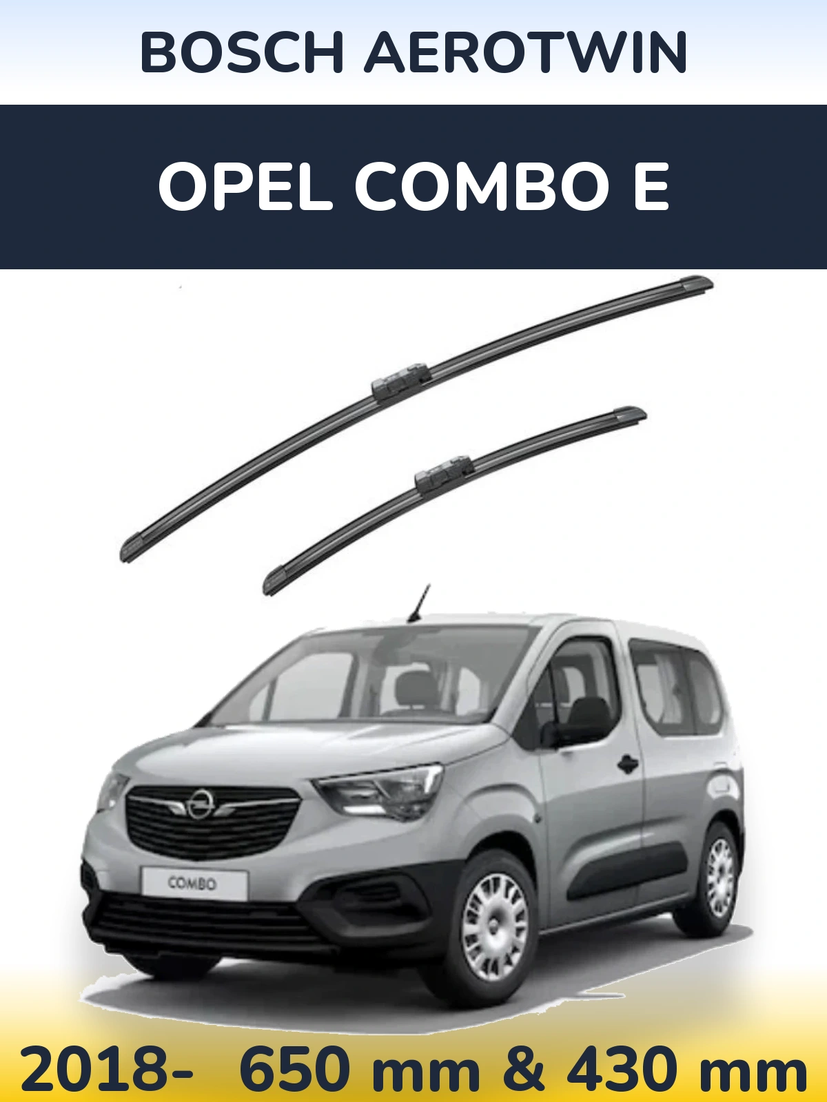Комплект передних дворников BOSCH AeroTwin 650 & 430 мм для Opel Combo E 2018-2026