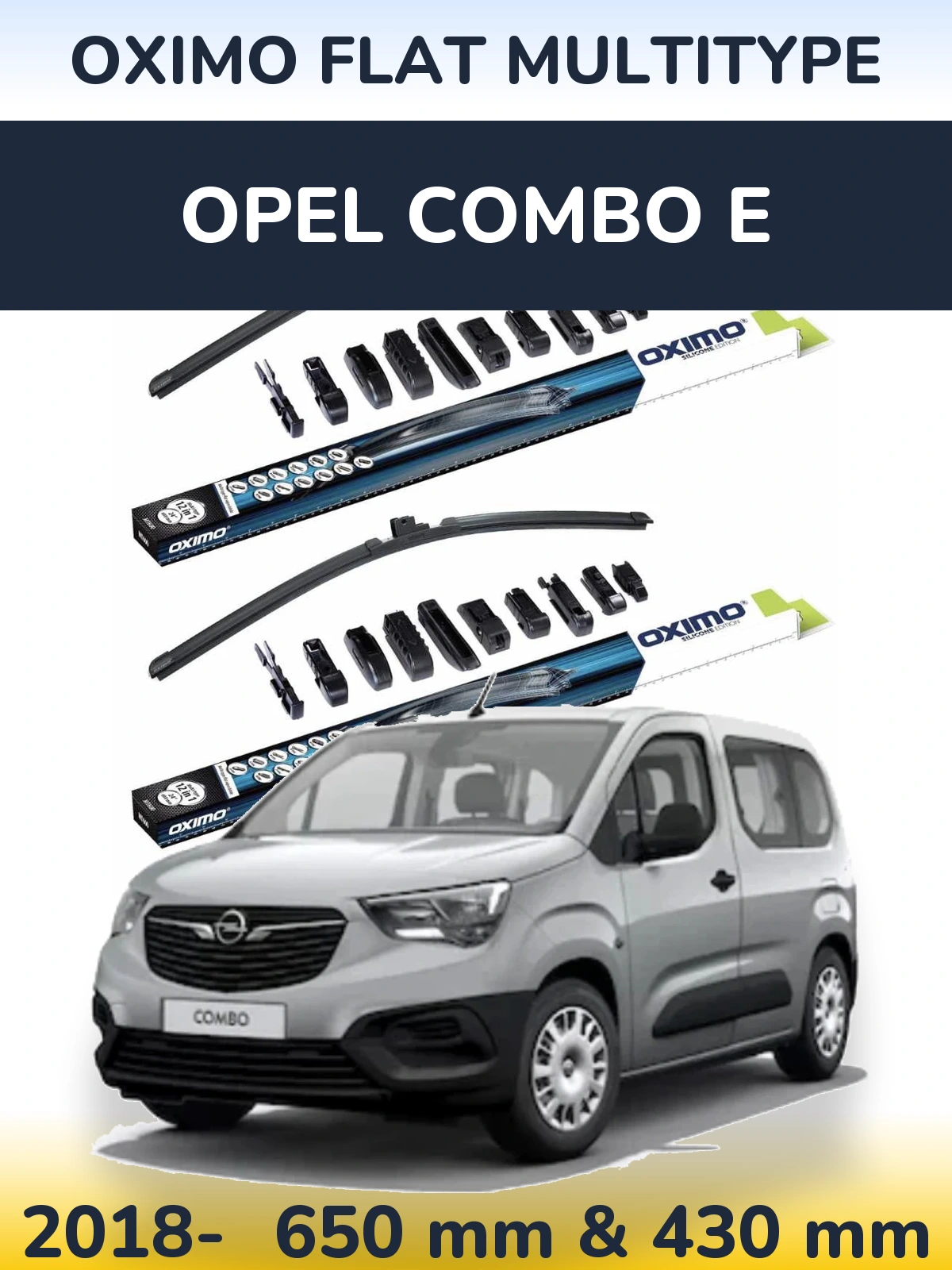 Komplet przednich wycieraczek Oximo Flat MultiType 650 & 430 mm do Opel Combo E 2018-2026