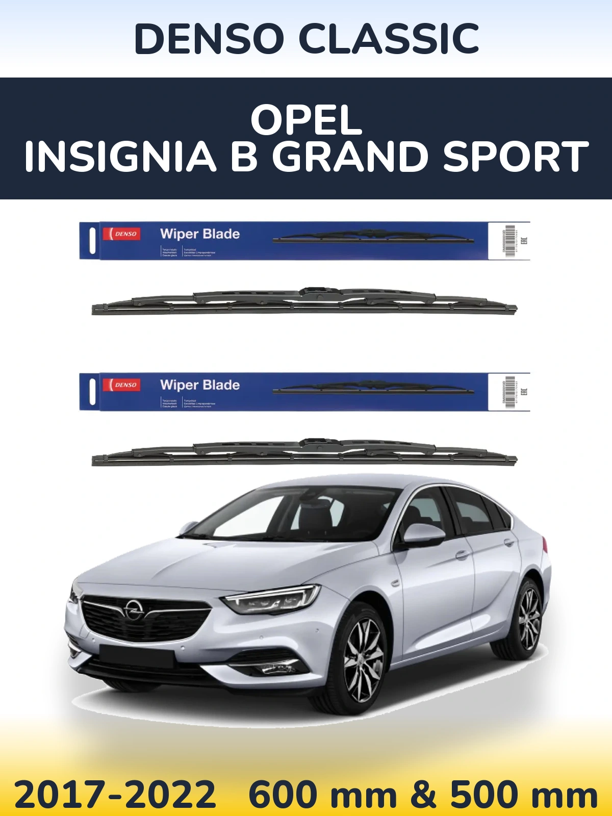 Komplet przednich wycieraczek Denso Classic 600 & 500 mm do Opel Insignia B Grand Sport 2017-2022