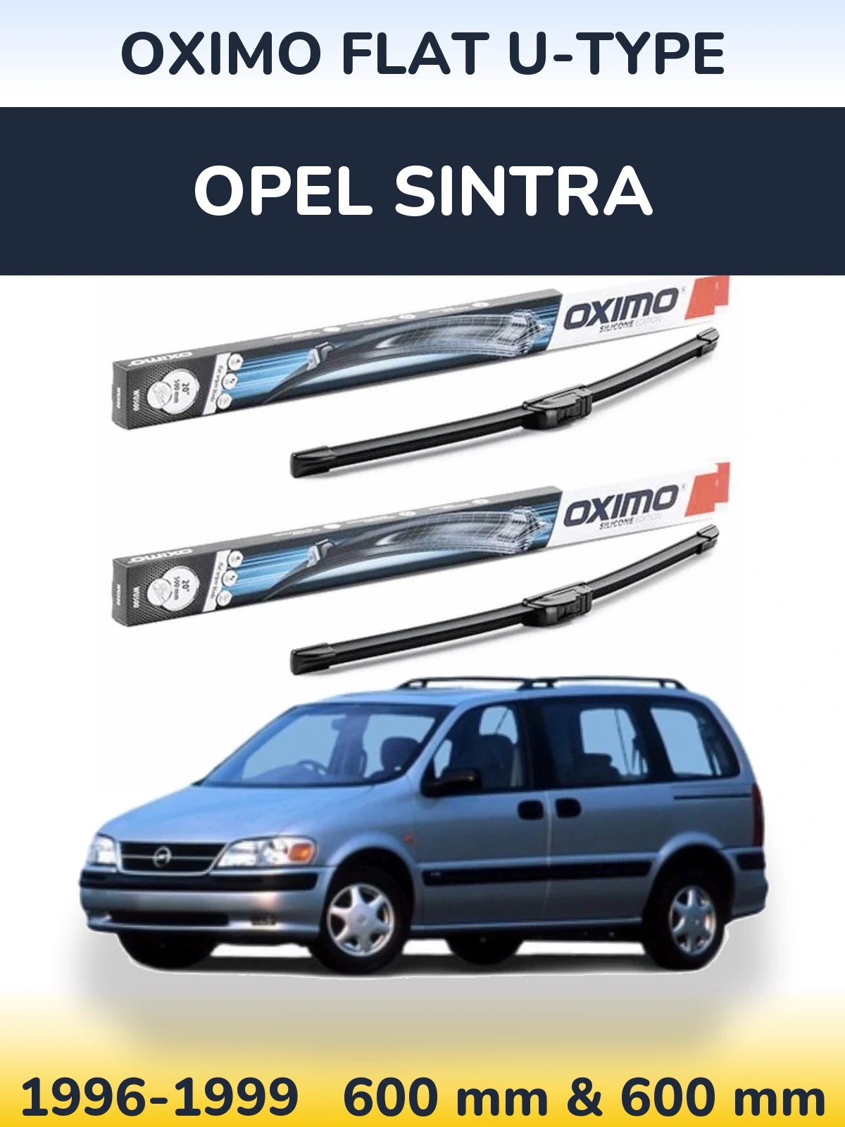 Front wiper blade set Oximo Flat U-type 600 & 600 mm for Opel Sintra 1996-1999