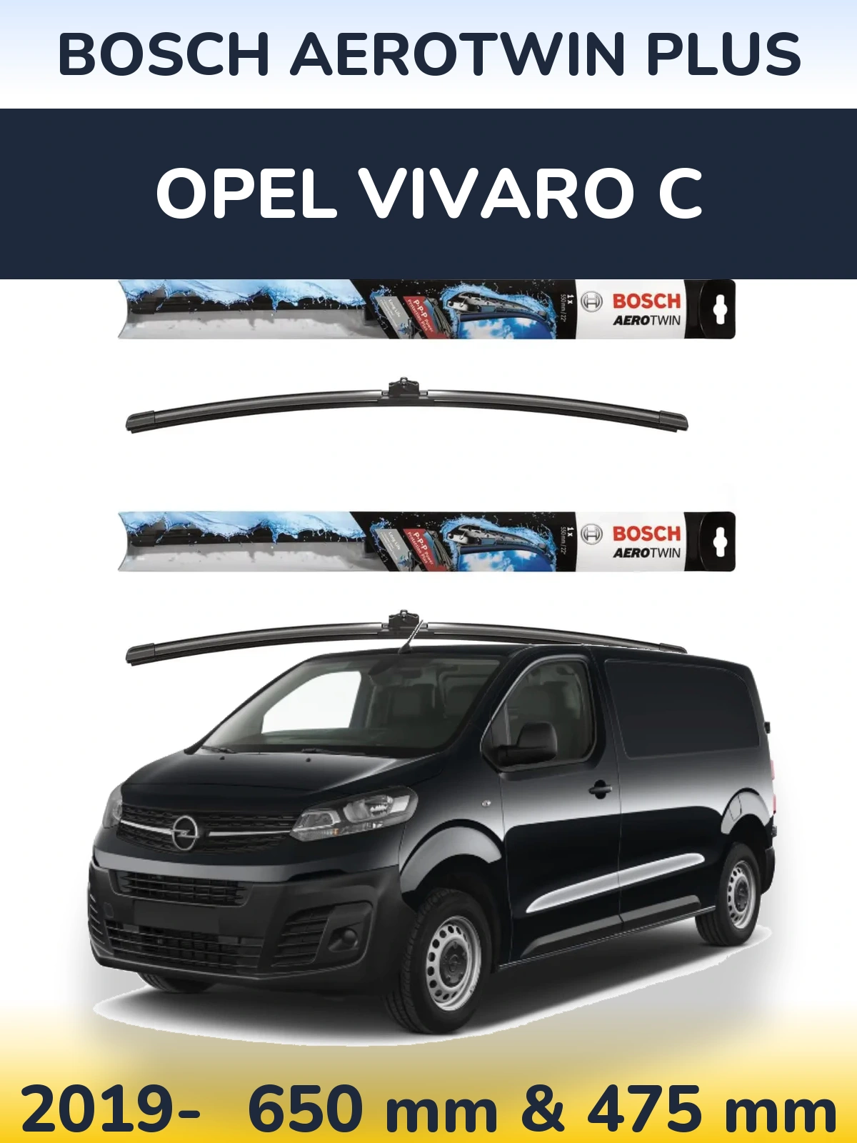 Komplet przednich wycieraczek BOSCH AeroTwin Plus 650 & 475 mm do Opel Vivaro C 2019-2026