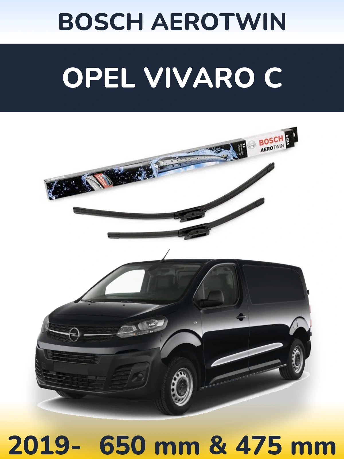 Komplet przednich wycieraczek BOSCH AeroTwin 650 & 475 mm do Opel Vivaro C 2019-2026