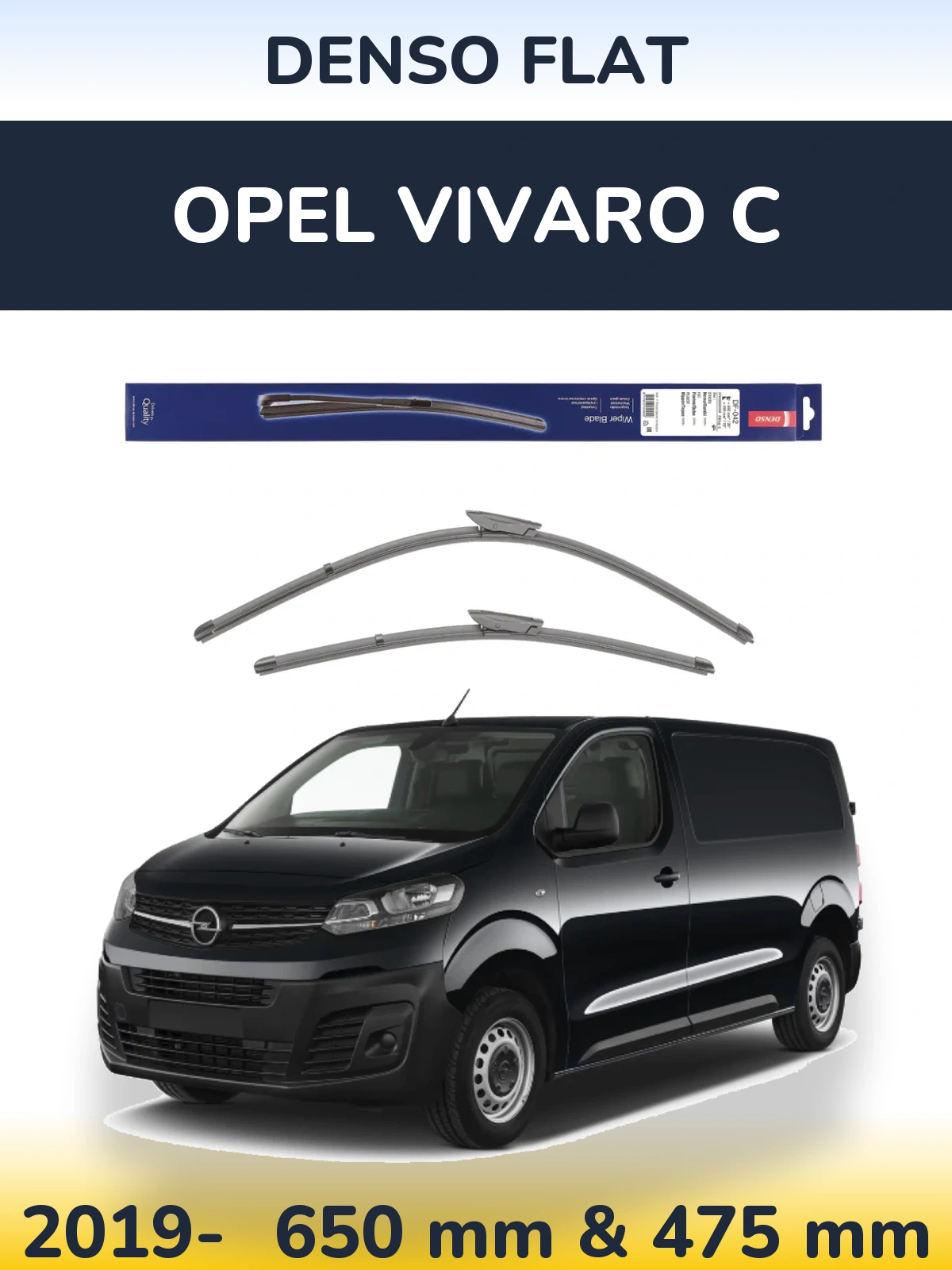 Комплект передних дворников Denso Flat 650 & 450 мм для Opel Vivaro C 2019-2026