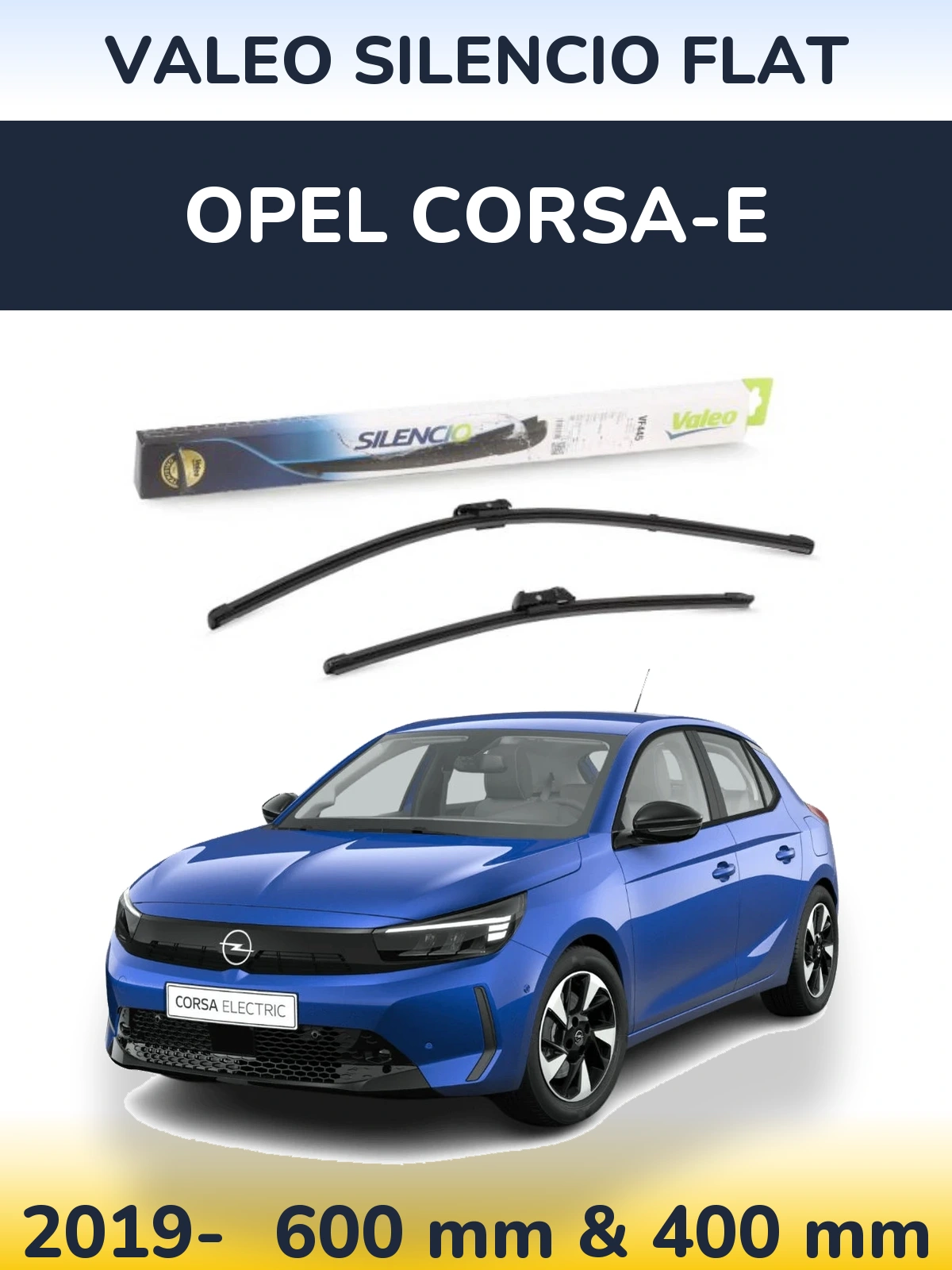 Комплект передних дворников Valeo Silencio Flat 600 & 400 мм для Opel Corsa-e 2019-2026