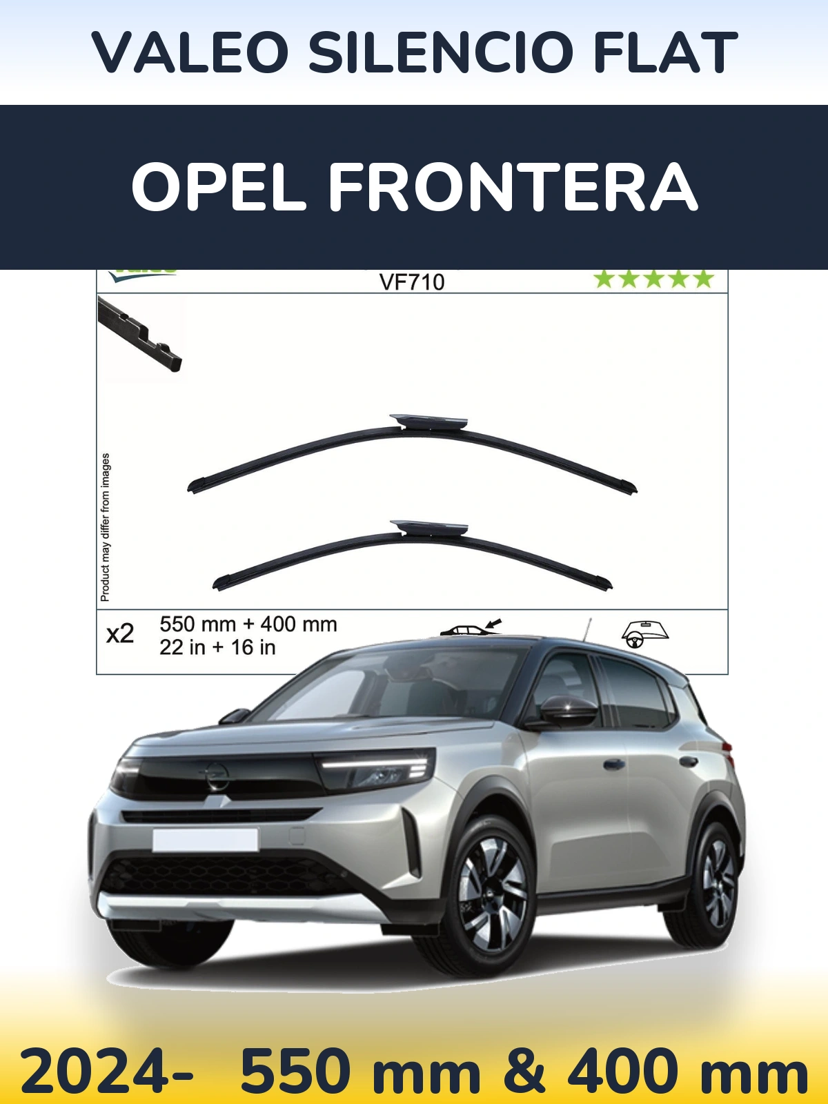 Komplet przednich wycieraczek Valeo Silencio Flat 550 & 400 mm do Opel Frontera 2024-2026