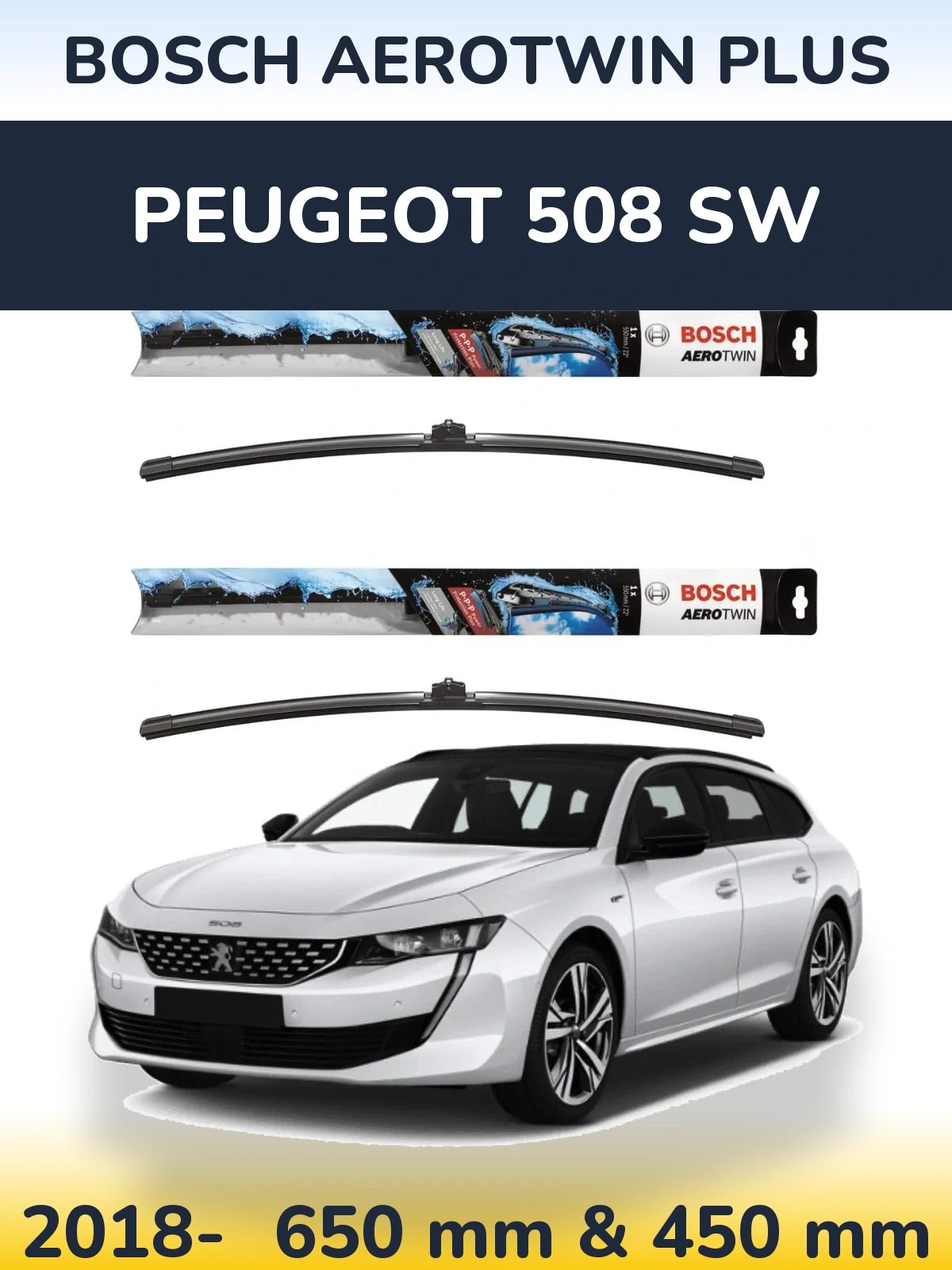 Komplet przednich wycieraczek BOSCH AeroTwin Plus 650 & 450 mm do Peugeot 508 SW 2018-2026