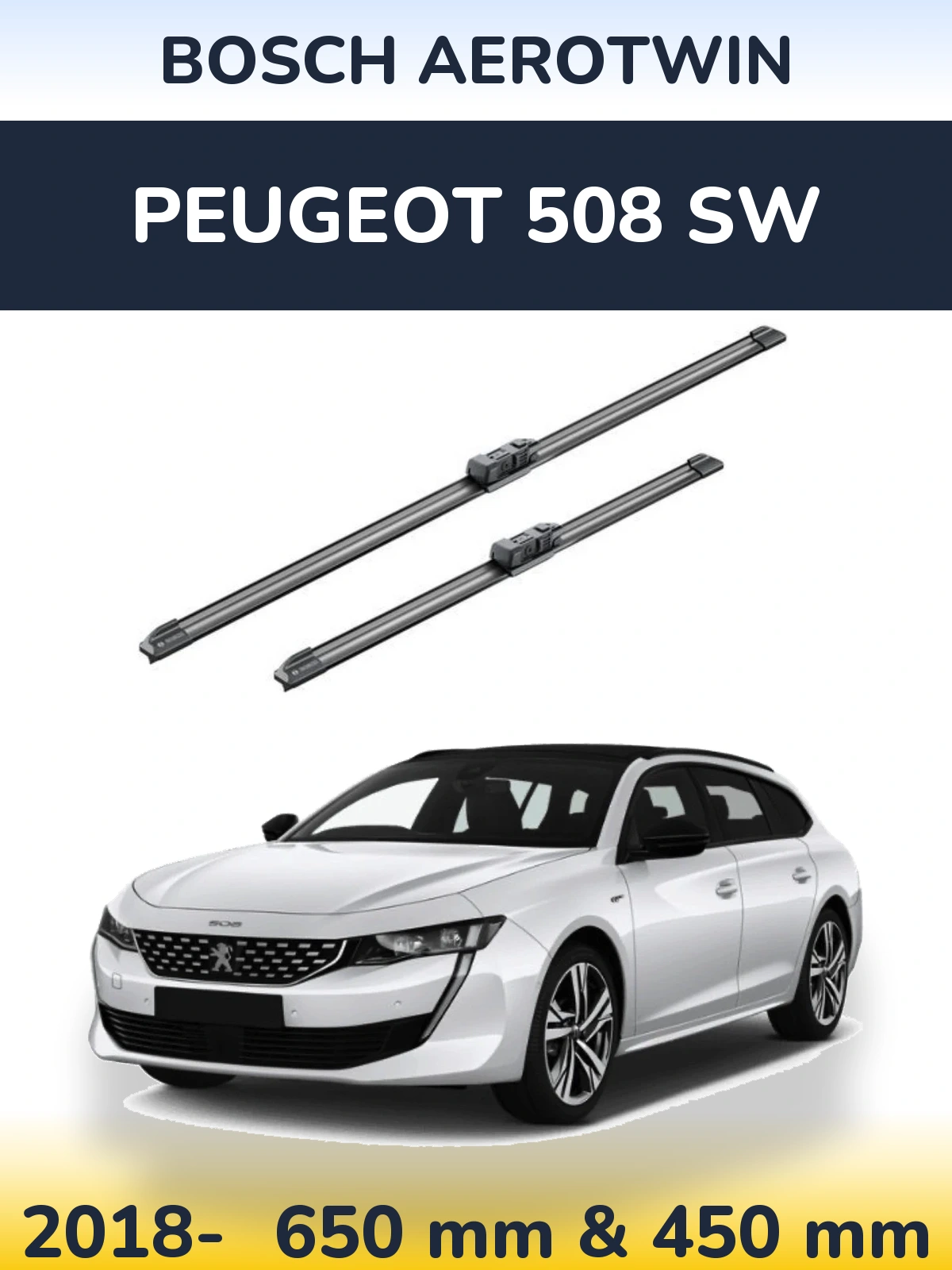 Komplet przednich wycieraczek BOSCH AeroTwin 650 & 450 mm do Peugeot 508 SW 2018-2026
