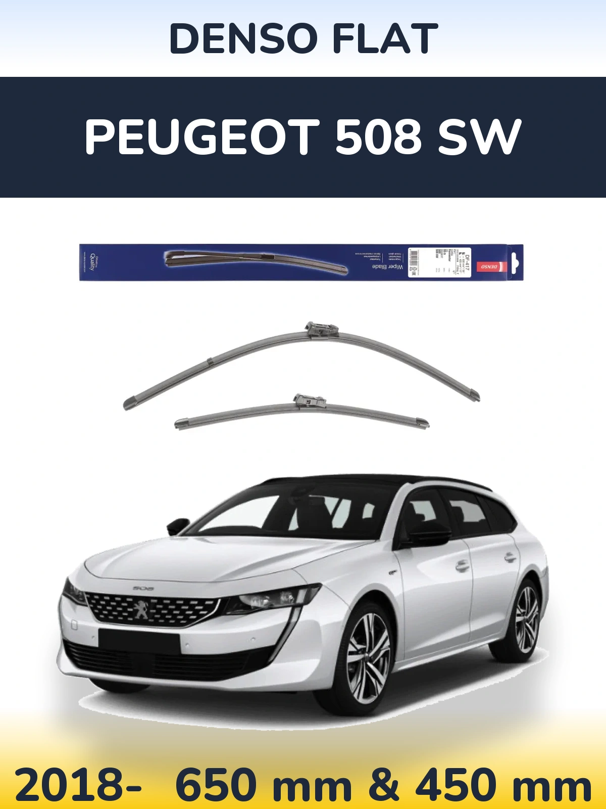 Komplet przednich wycieraczek Denso Flat 650 & 450 mm do Peugeot 508 SW 2018-2026