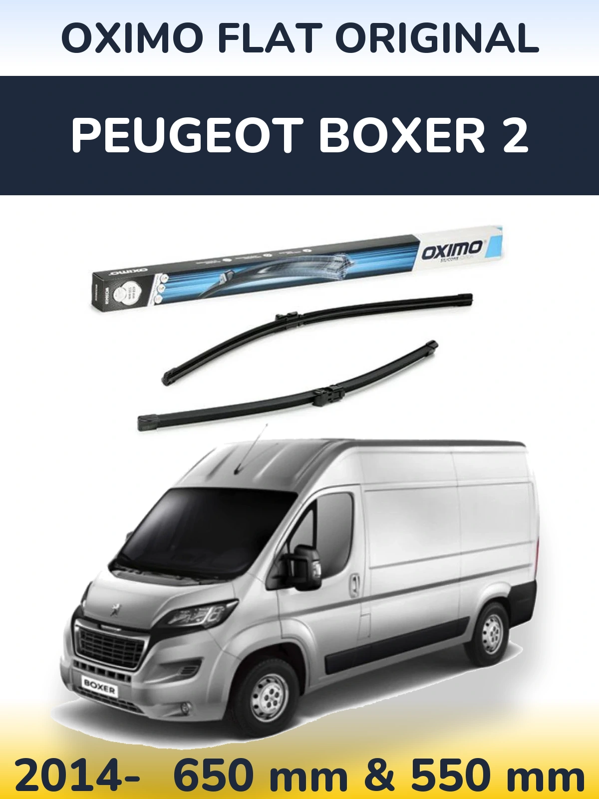 Front wiper blade set Oximo Flat Original 650 & 550 mm for Peugeot Boxer 2 2014-2026