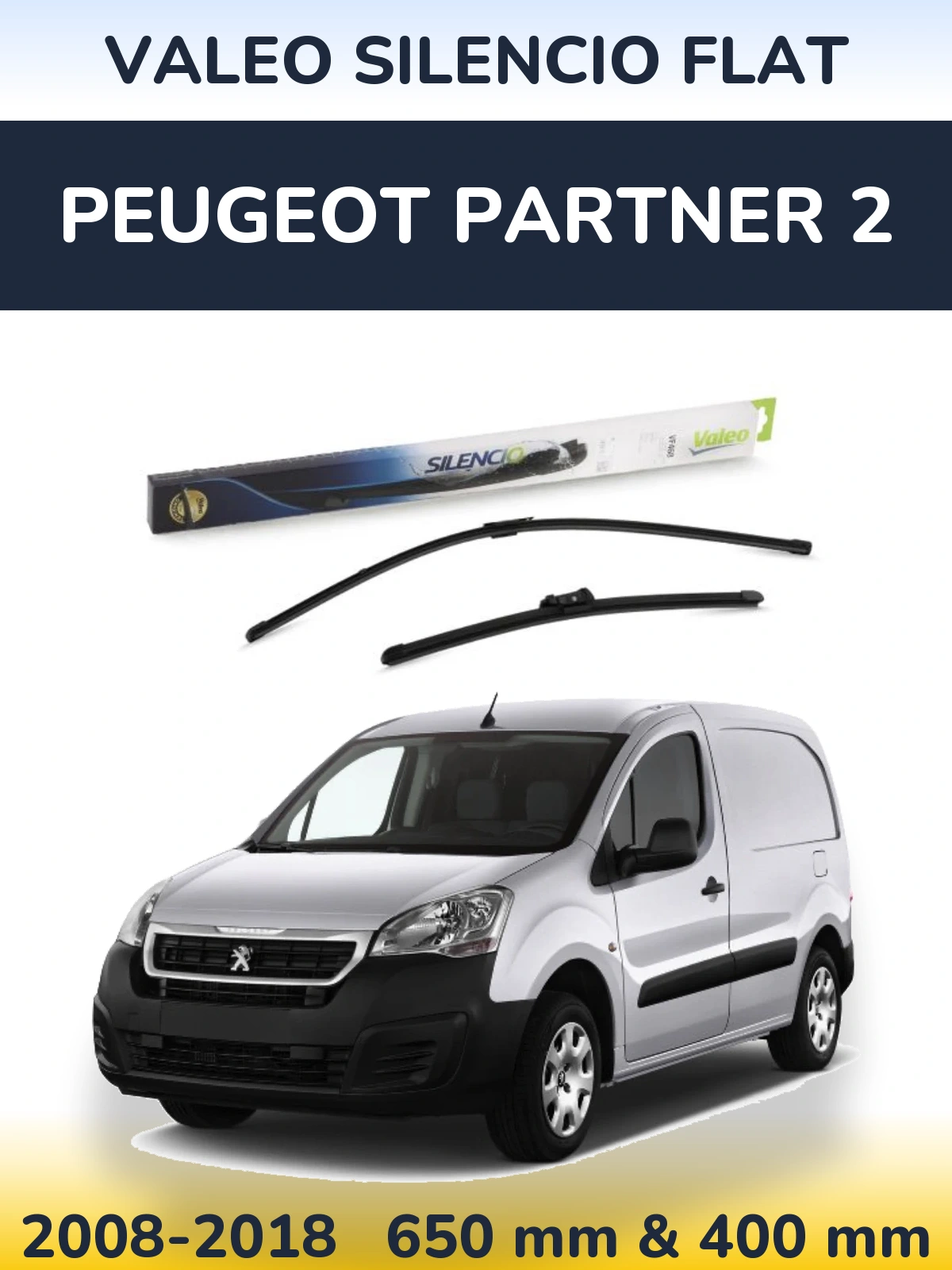 Комплект передних дворников Valeo Silencio Flat 650 & 400 мм для Peugeot Partner 2 2008-2018